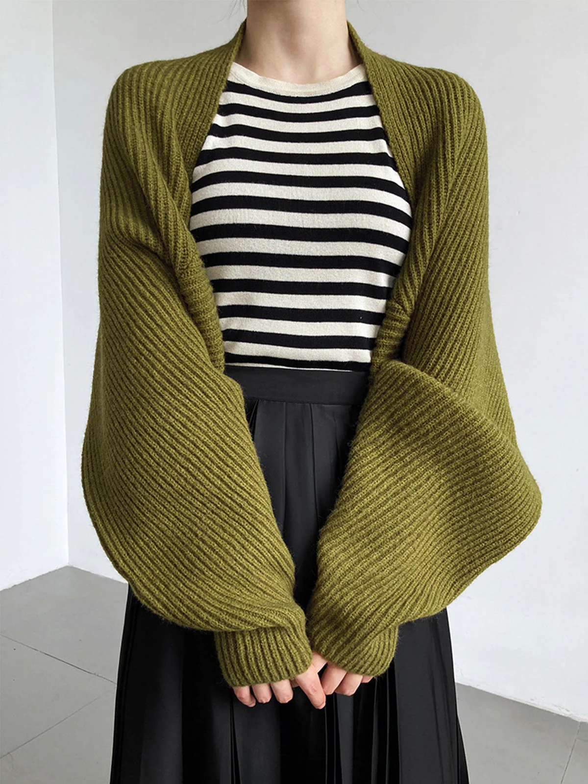 Solid Open-Front Graceful Shrug Sweater - Image 8