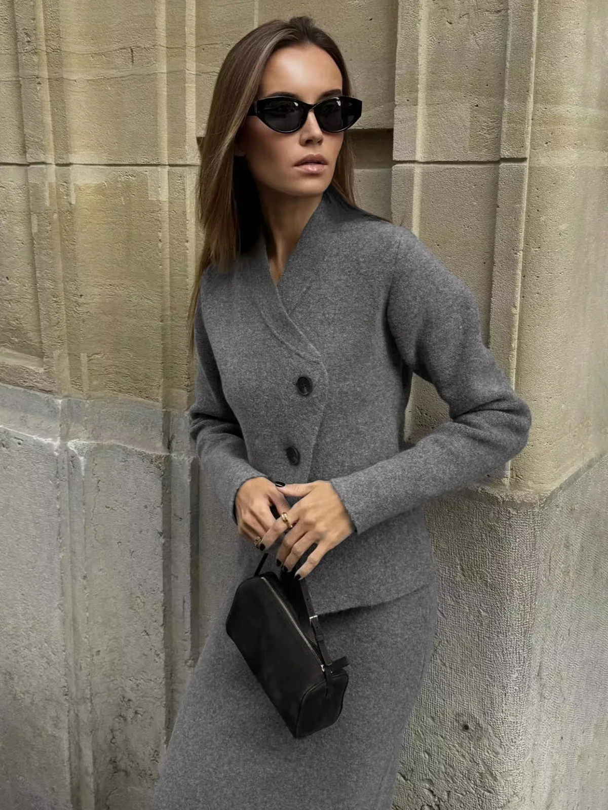 Solid Knit Split Trendy Maxi Sweater Skirt - Image 10