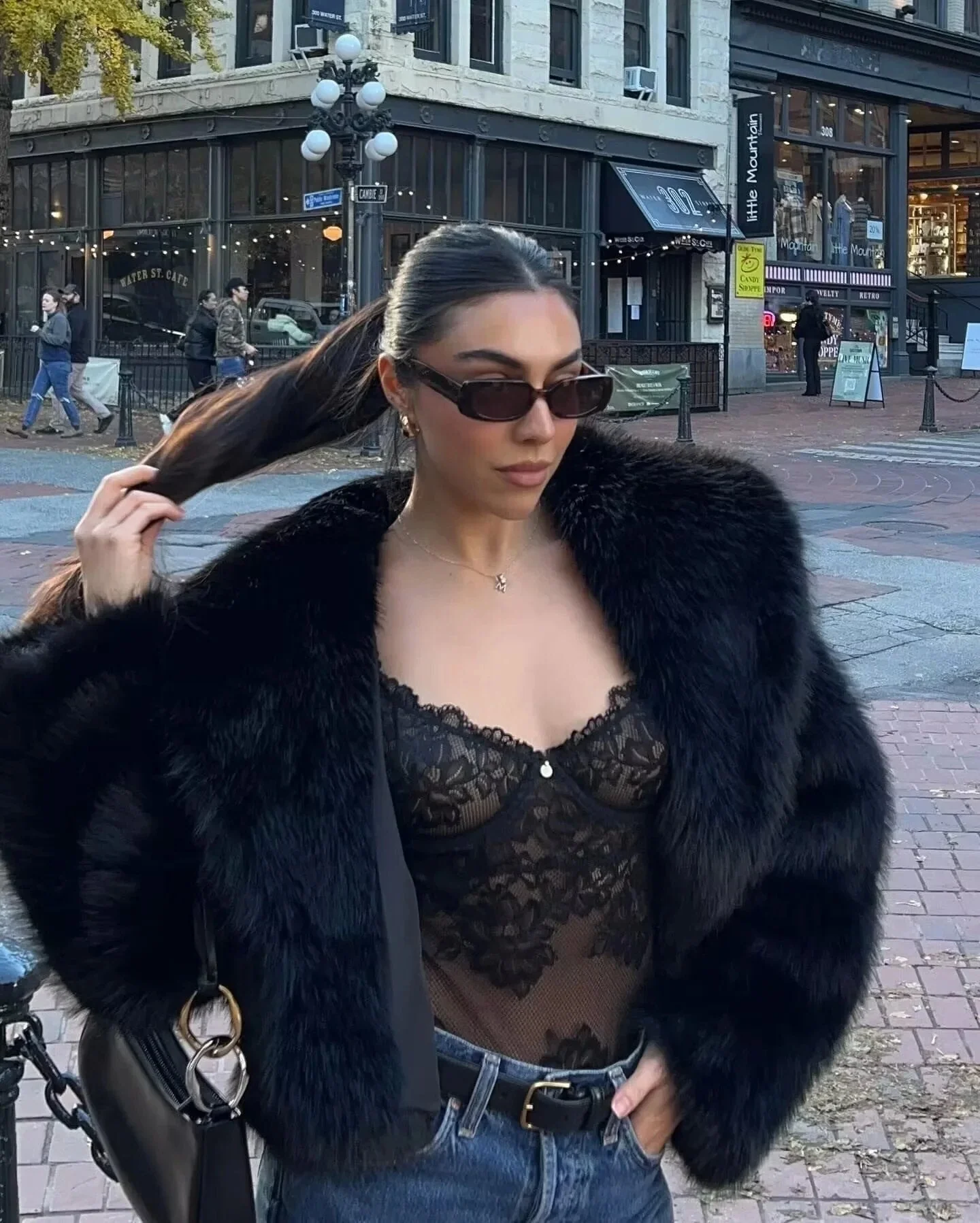 Solid Faux Graceful Fur Collar Jacket - Image 11