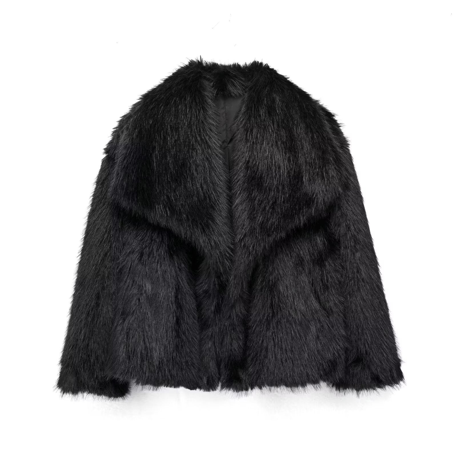 Solid Faux Graceful Fur Collar Jacket - Image 15