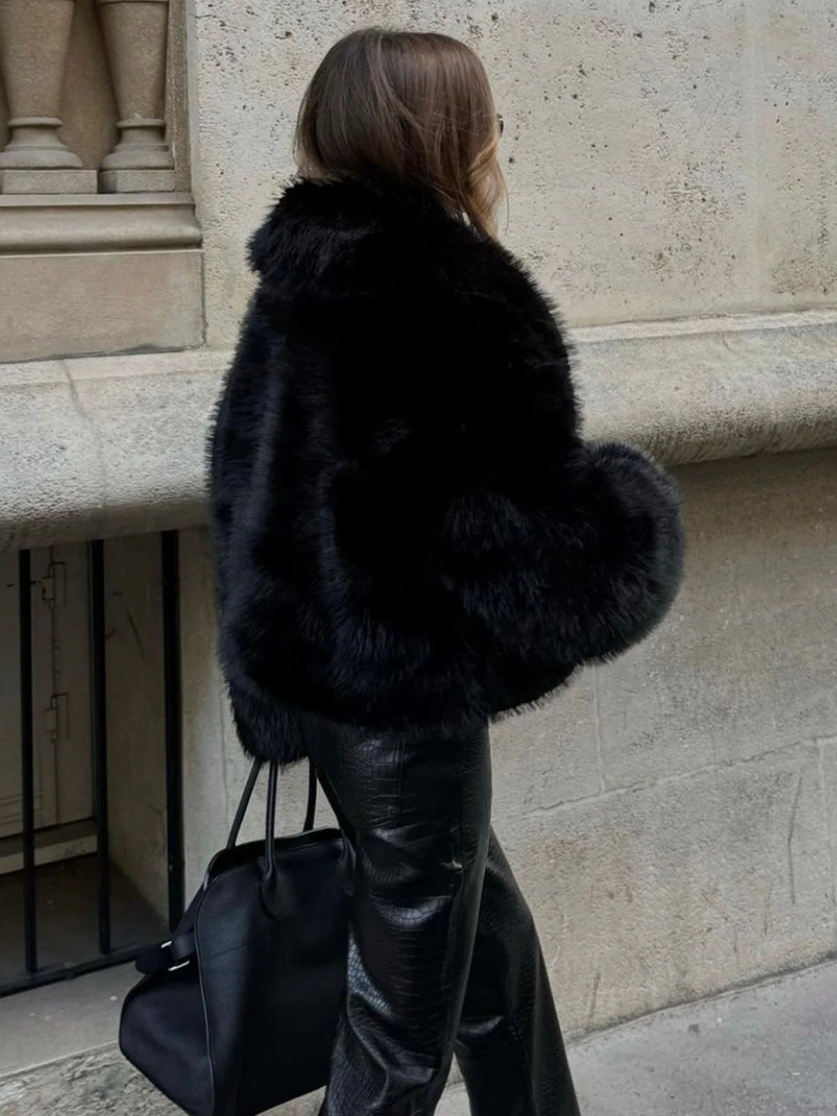 Solid Faux Graceful Fur Collar Jacket - Image 38