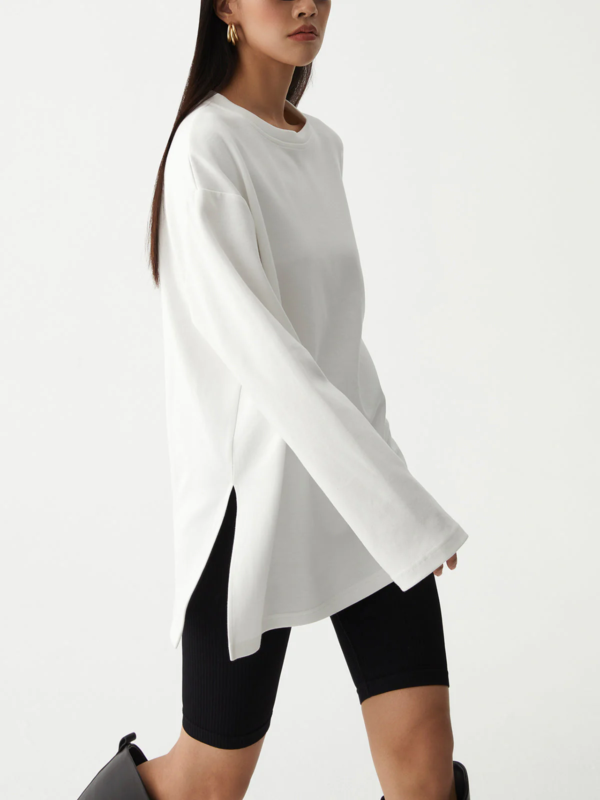 Solid Crew Graceful Neck Split Top - Image 2