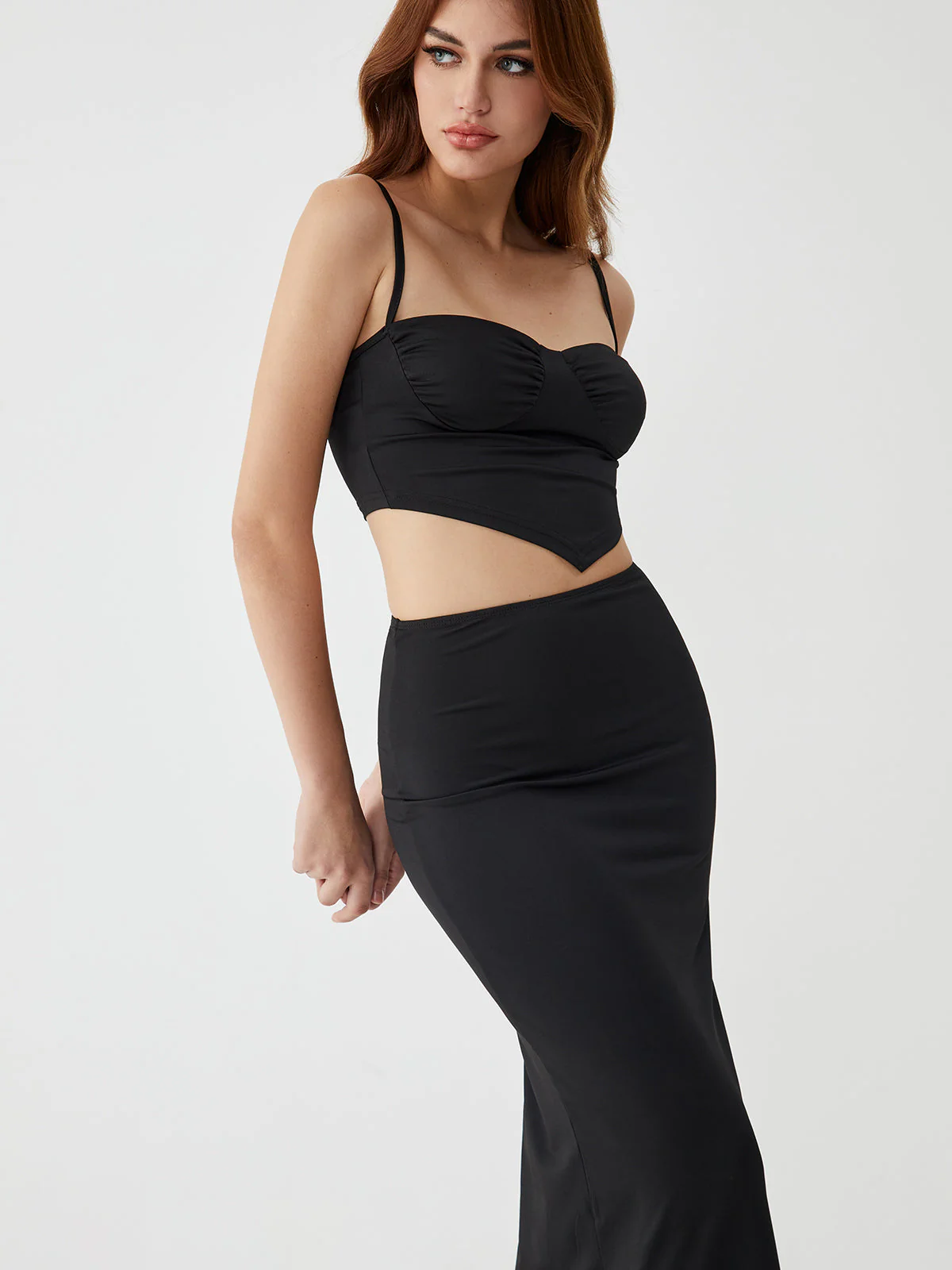 Solid Backless Graceful Two-Piece Skirt Set - Image 10