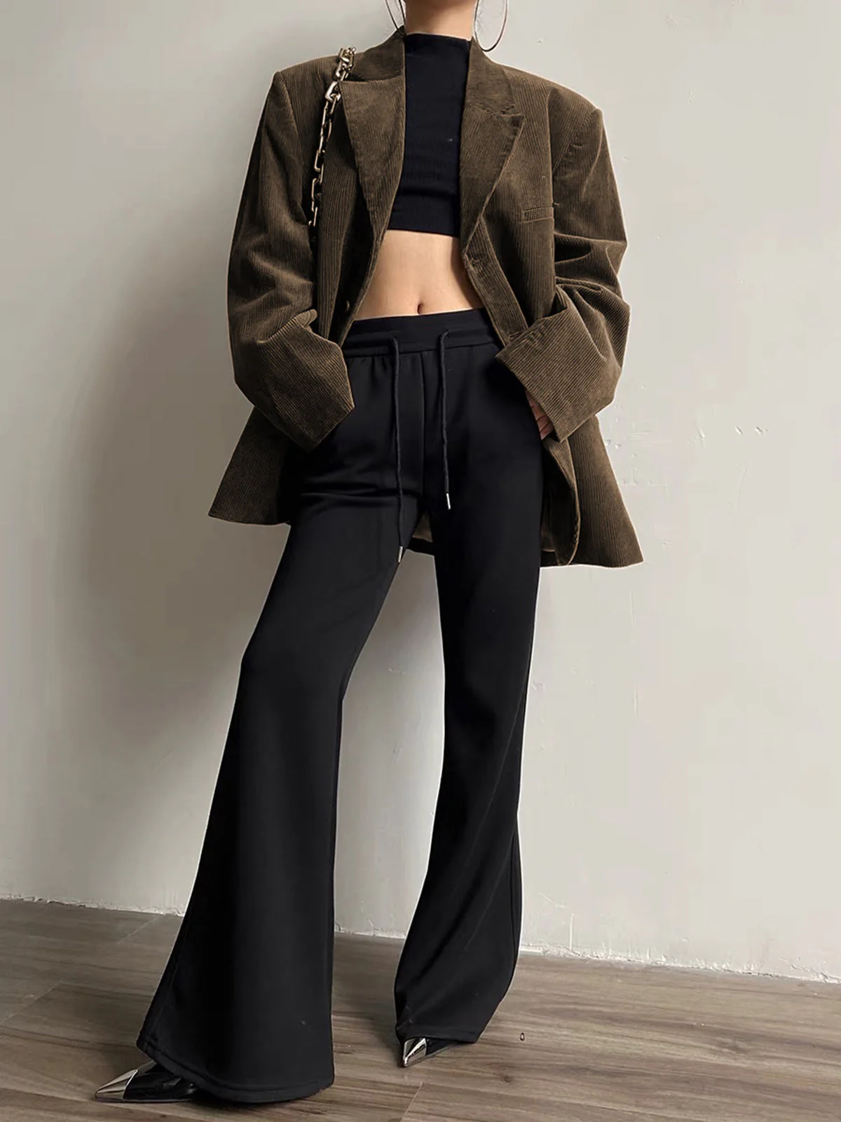Single Breasted Graceful Corduroy Blazer - Image 11