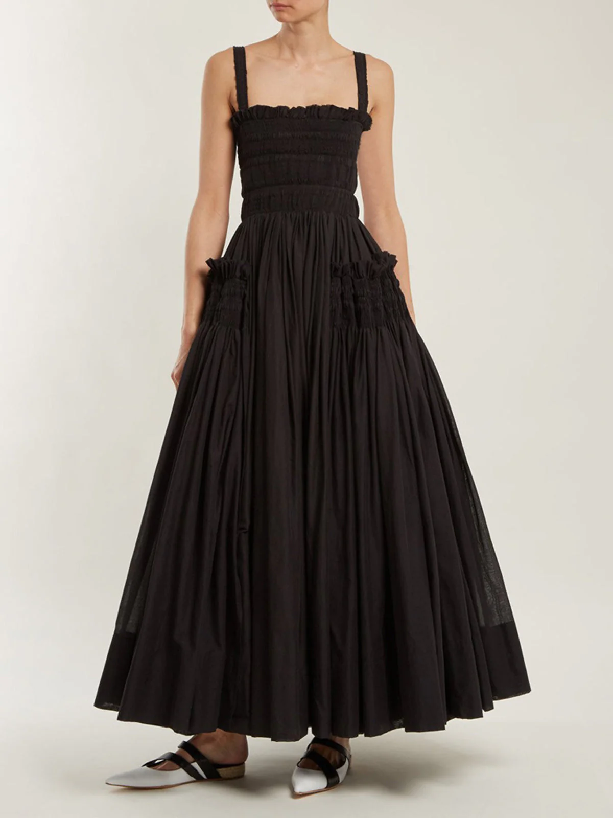 Shirred Pleated Graceful Cami Long Dress - Image 5