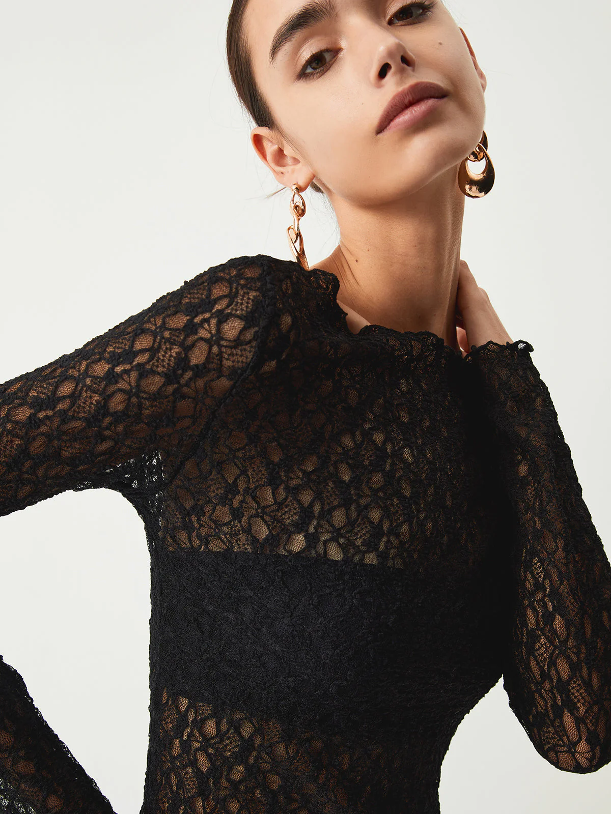 Sheer Floral Graceful Long Sleeve Top - Image 2
