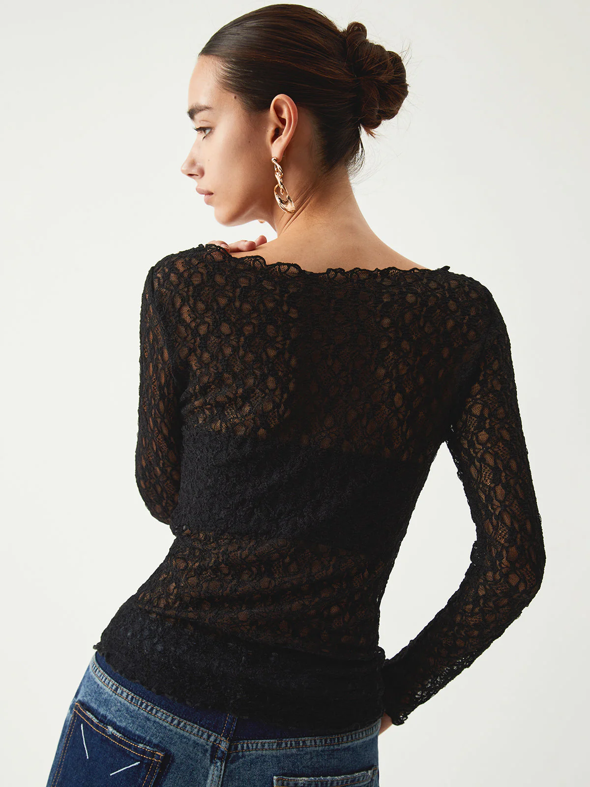 Sheer Floral Graceful Long Sleeve Top - Image 6