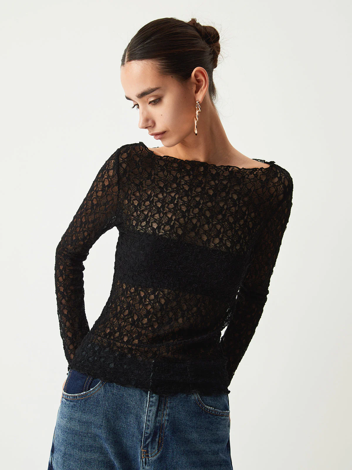 Sheer Floral Graceful Long Sleeve Top - Image 7