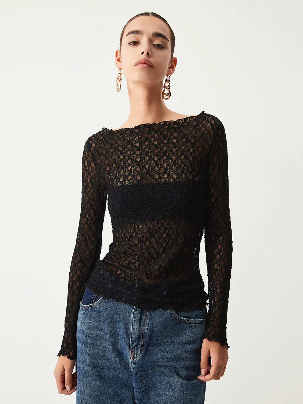 Sheer Floral Graceful Long Sleeve Top - Image 8