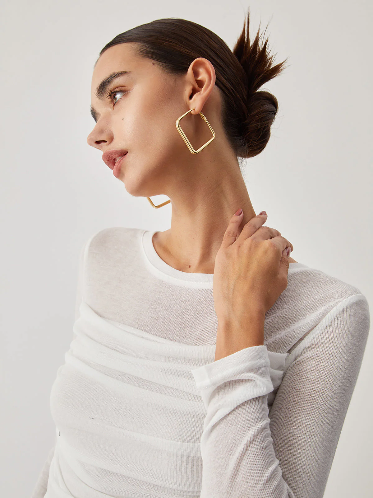 Ruched Semi-Sheer Graceful Long Sleeve Shirt - Image 2