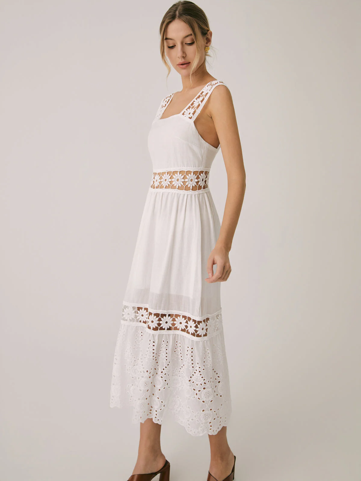 Romantic Lace Graceful Patchwork Midi Dress - Image 16