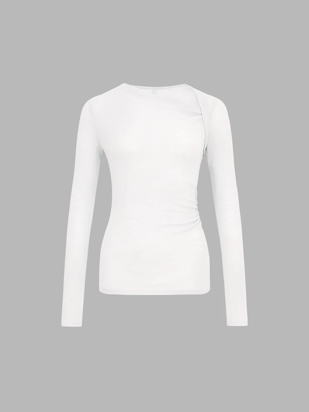 Ribbed Knit Long Trendy Sleeve Asymmetric Shirt - Image 13
