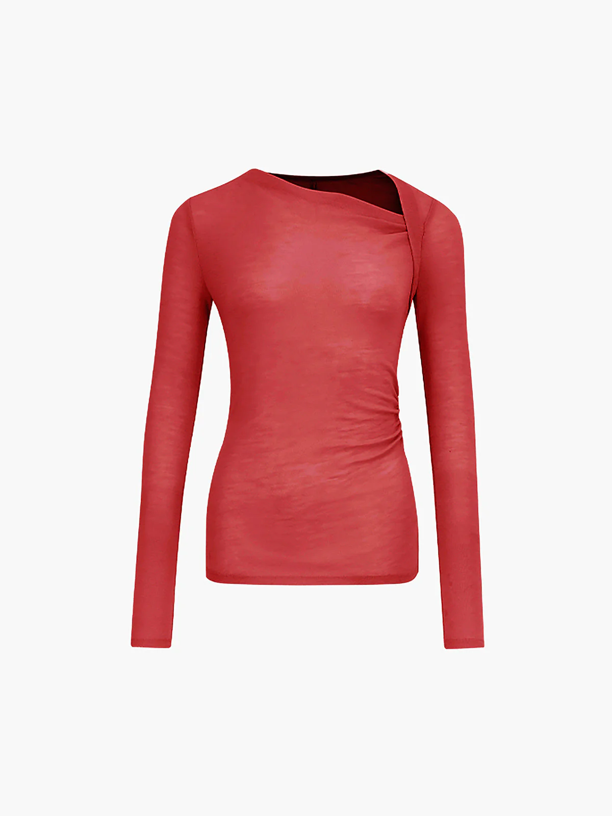 Ribbed Knit Long Trendy Sleeve Asymmetric Shirt - Image 14