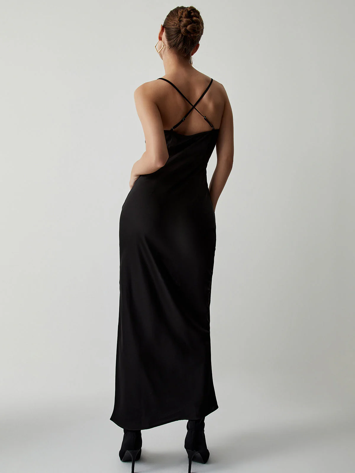 Floral Lace Graceful Satin Long Dress - Image 8