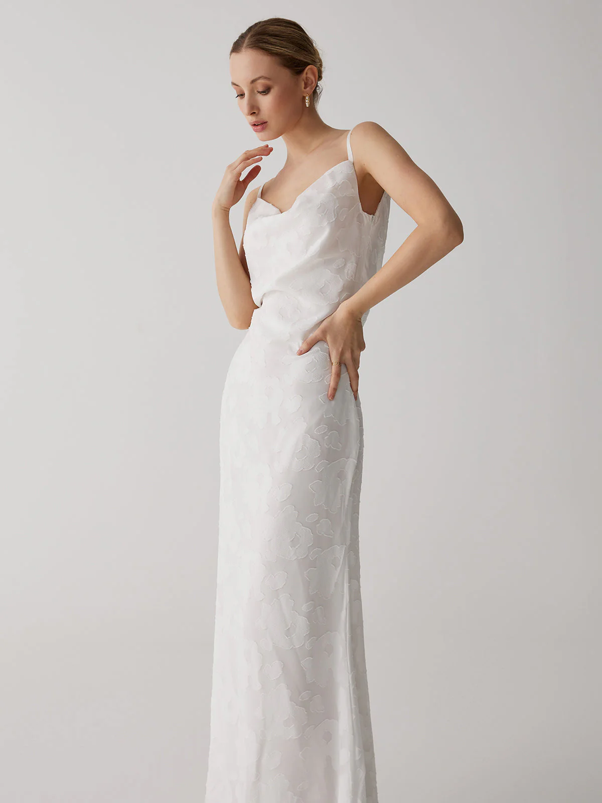 Floral Jacquard Open Trendy Back Long Dress - Image 13