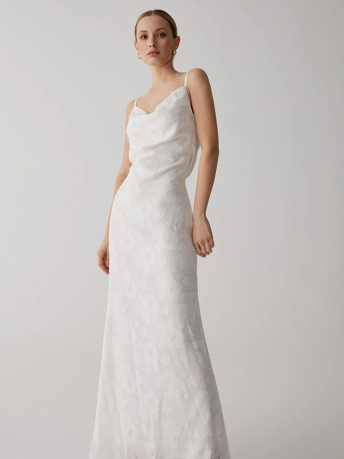 Floral Jacquard Open Trendy Back Long Dress - Image 14