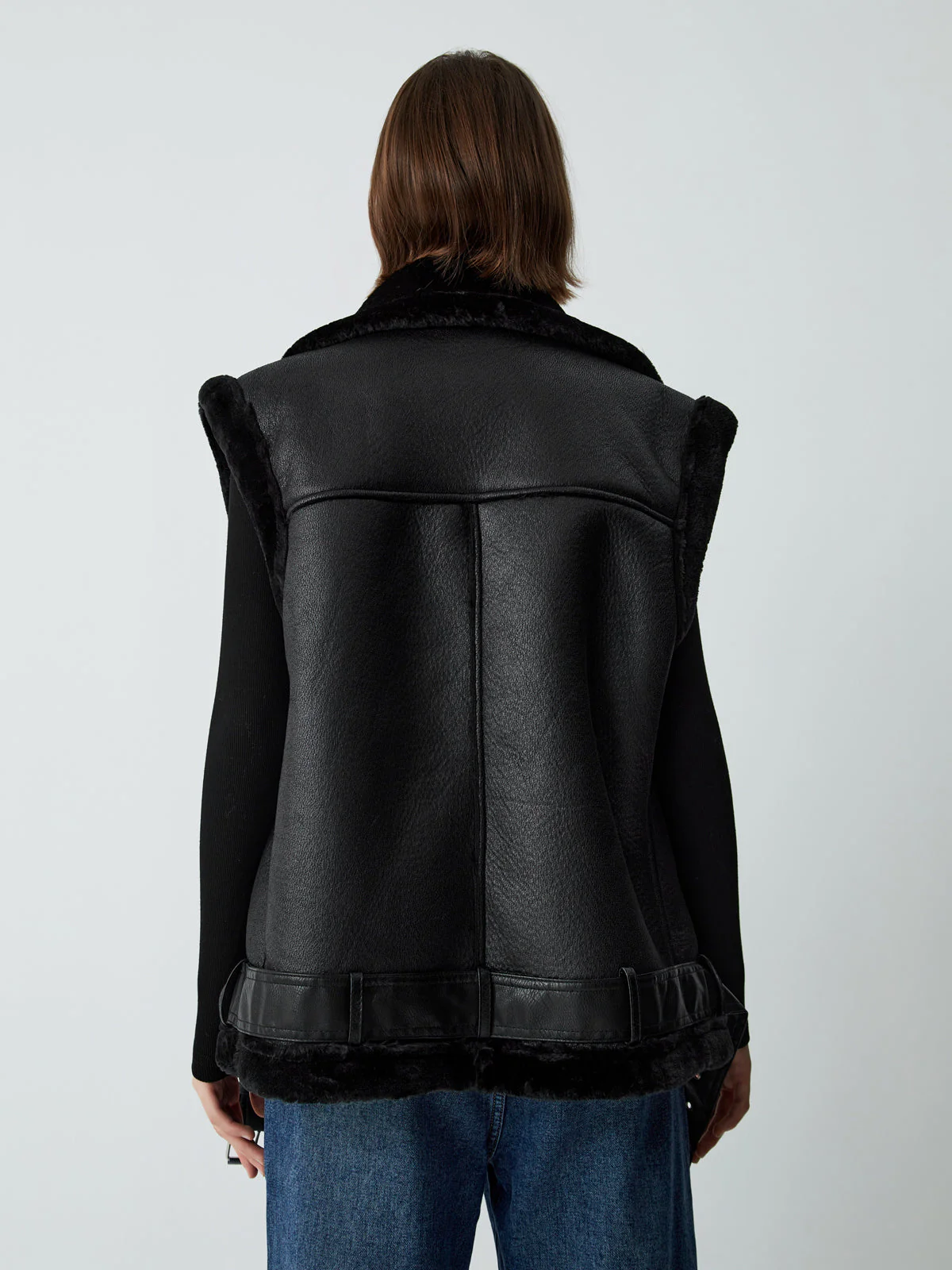 Faux Fur Graceful Leather Vest - Image 6