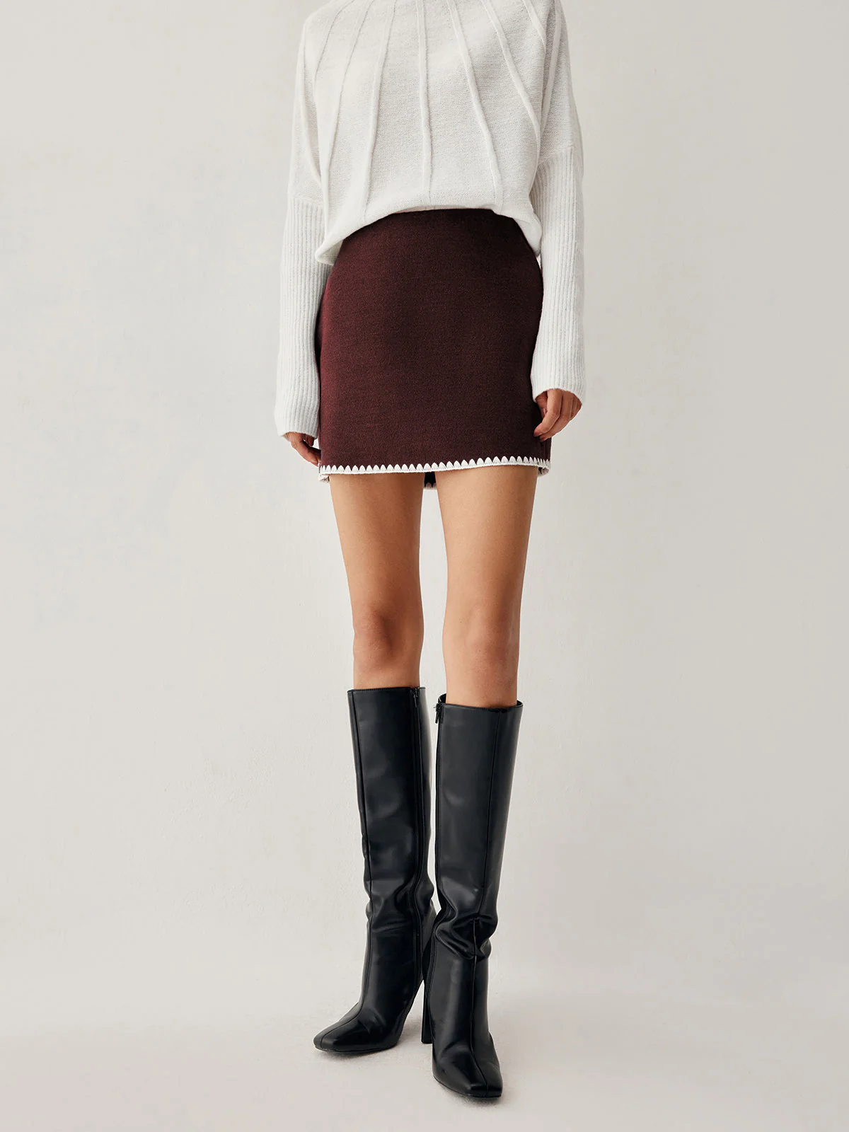 Embroidered Trim Graceful Mini Skirt - Image 14