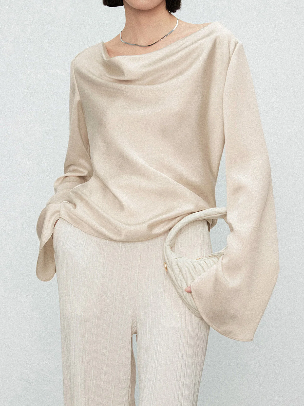 Elegant Cowl Neck Trendy Long Sleeve Blouse - Image 6