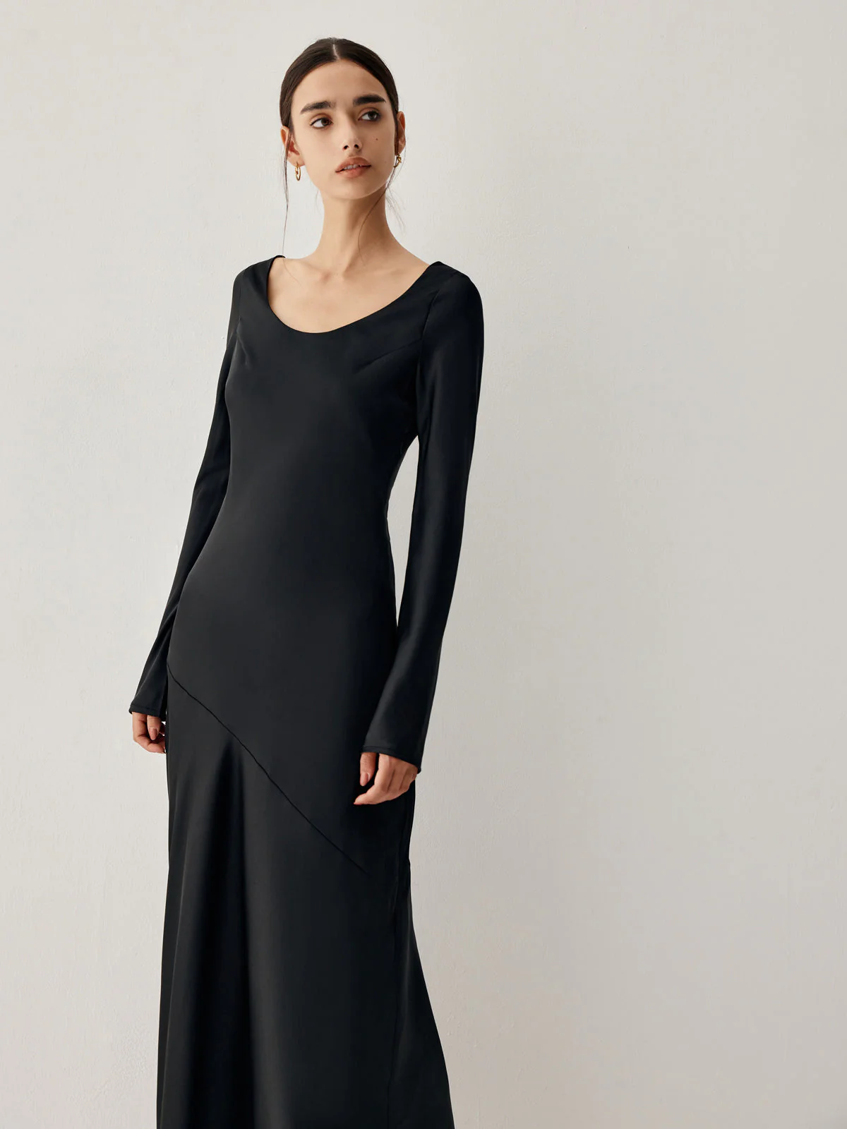 Effortless Satin Long Trendy Sleeve Long Dress - Image 12