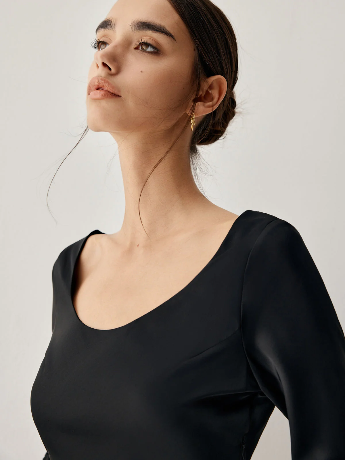 Effortless Satin Long Trendy Sleeve Long Dress - Image 13
