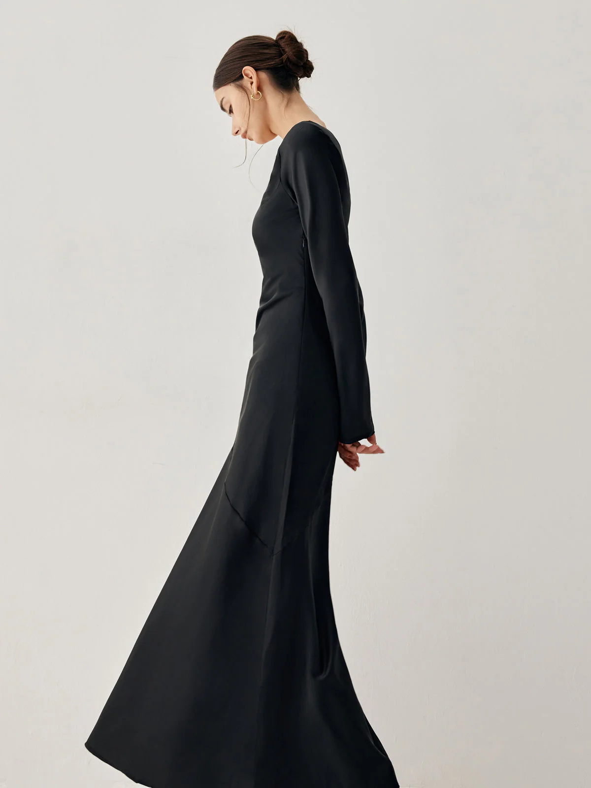 Effortless Satin Long Trendy Sleeve Long Dress - Image 16