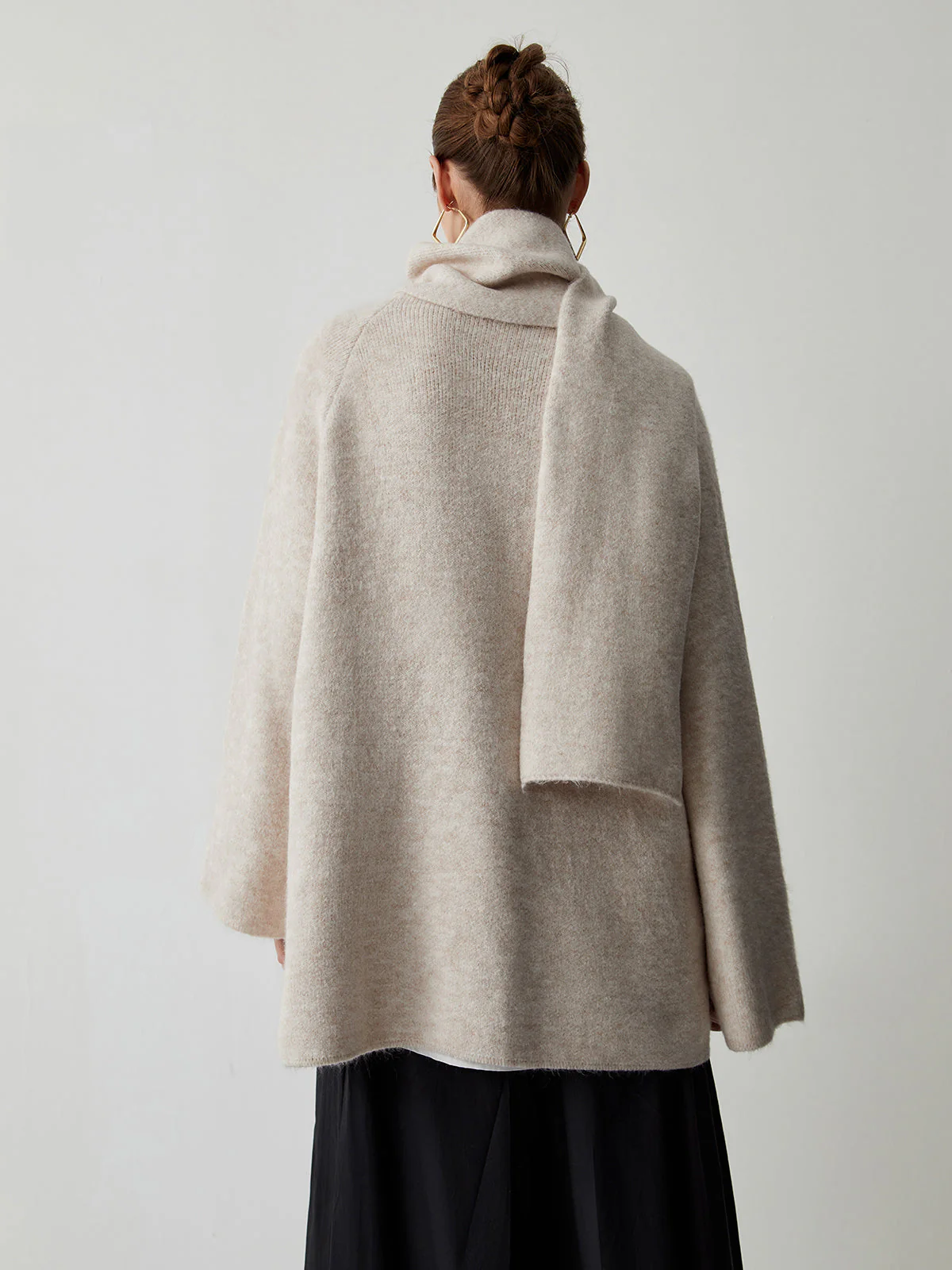 Double Pockets Kimono Trendy Jacket With Matching Scarf - Image 12