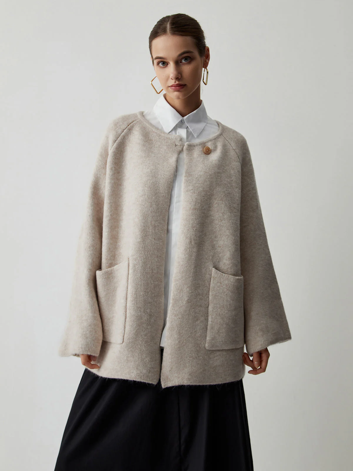Double Pockets Kimono Trendy Jacket With Matching Scarf - Image 13