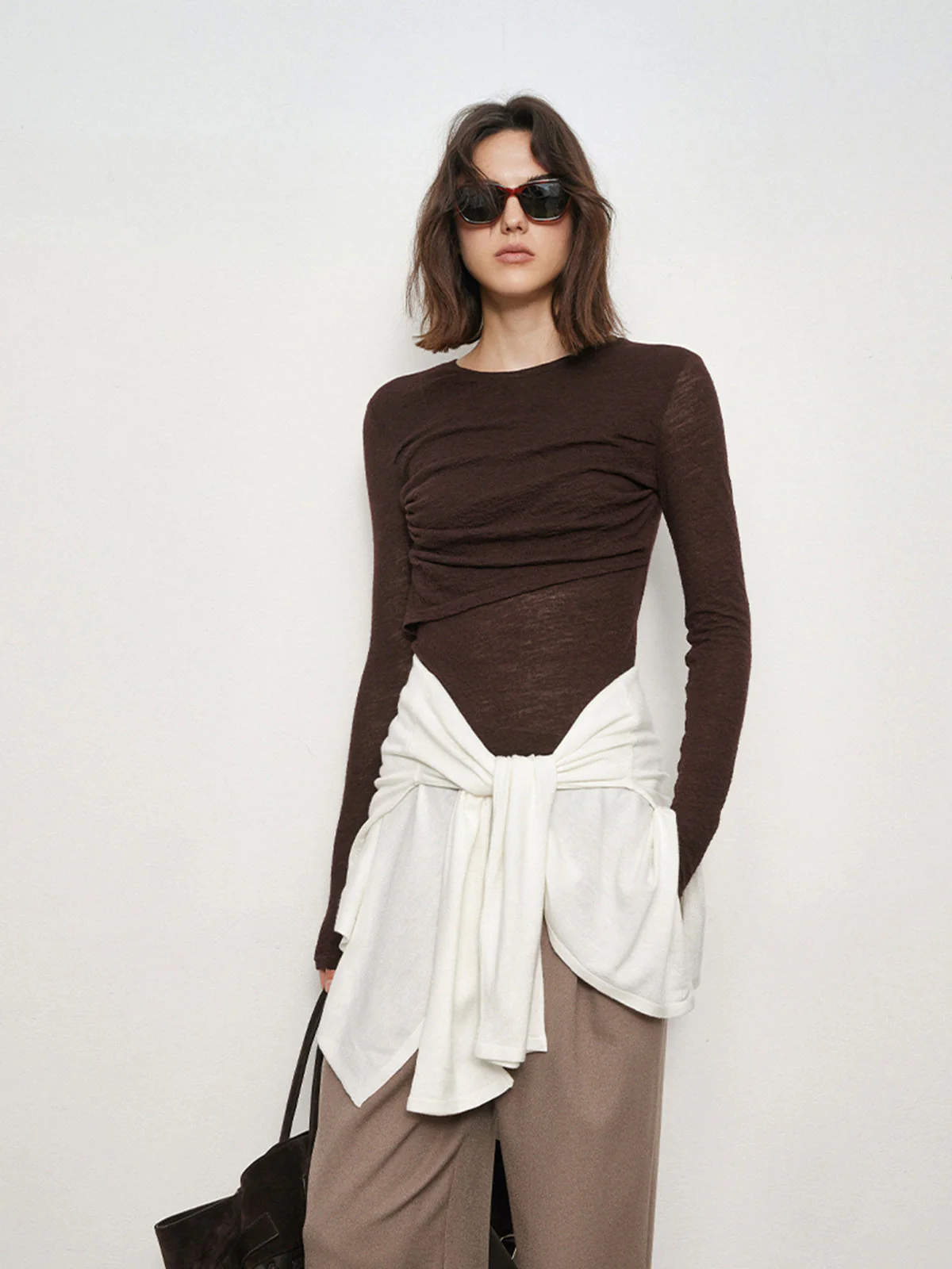 Double Layers Solid Trendy Long Sleeve Top - Image 8