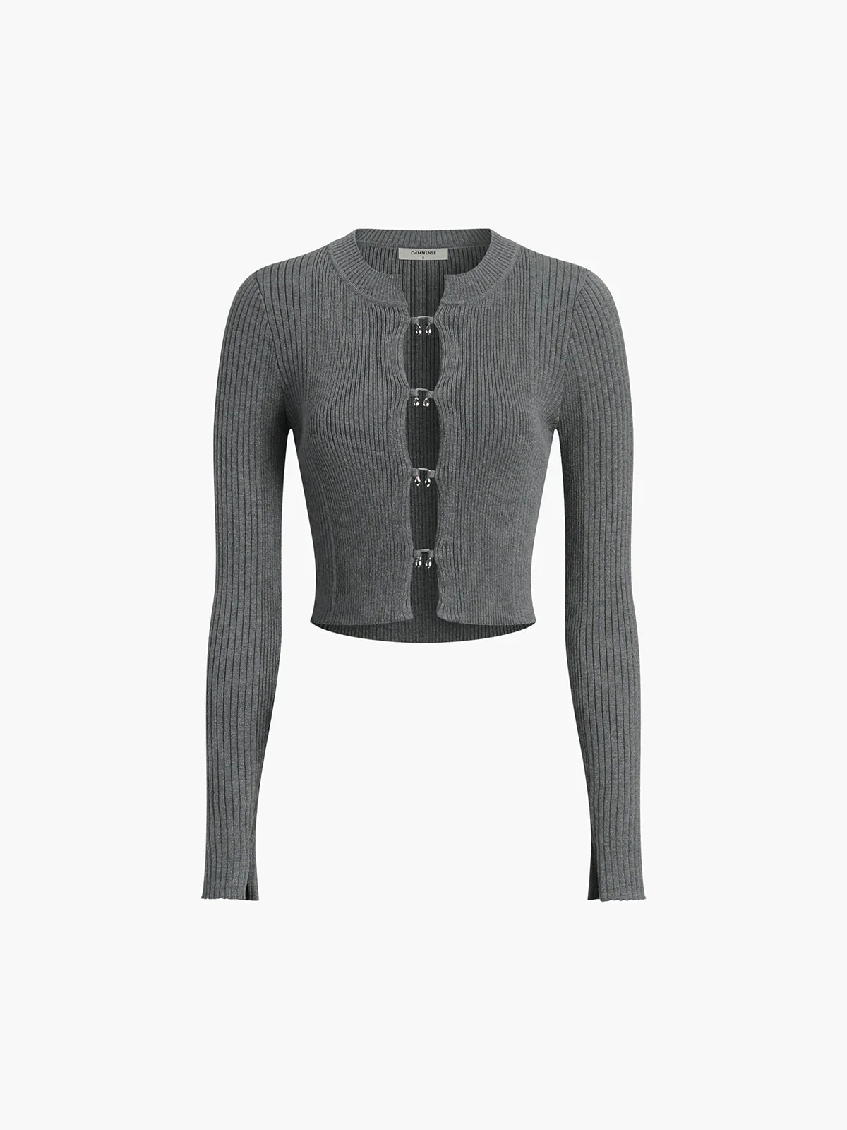 Cutout Split Beads Trendy Detail Ribbed Knit Top - Image 10