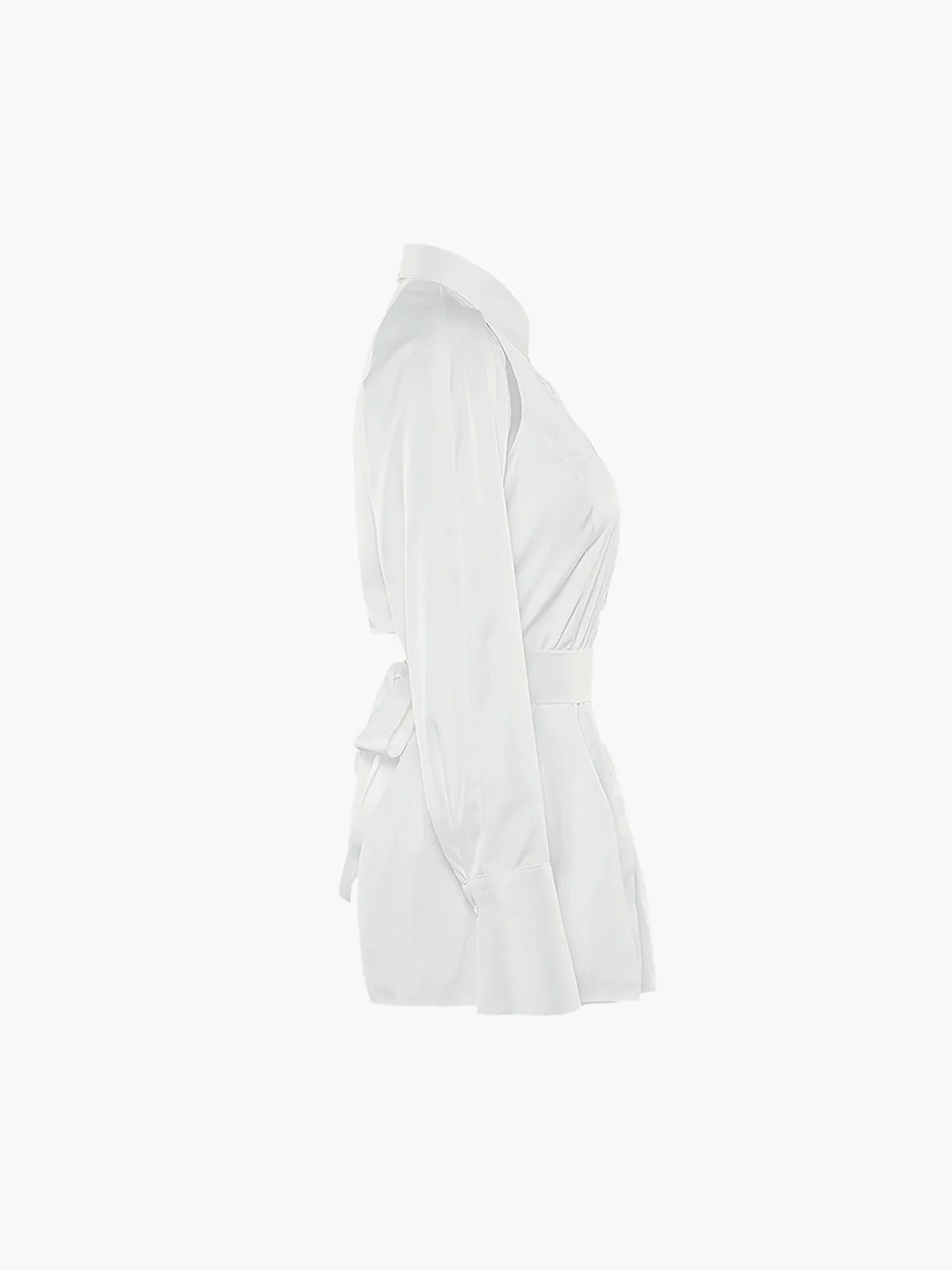 Cut Out Button Trendy Down Collar Shirt - Image 10