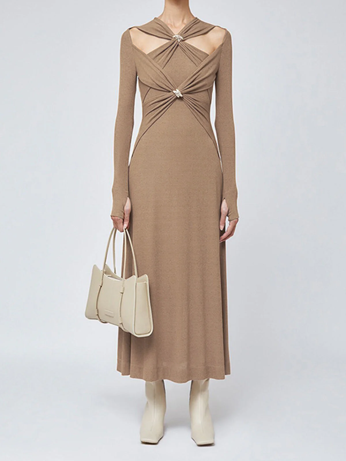 Criss Cross Cut Trendy Out Long Dress - Image 14