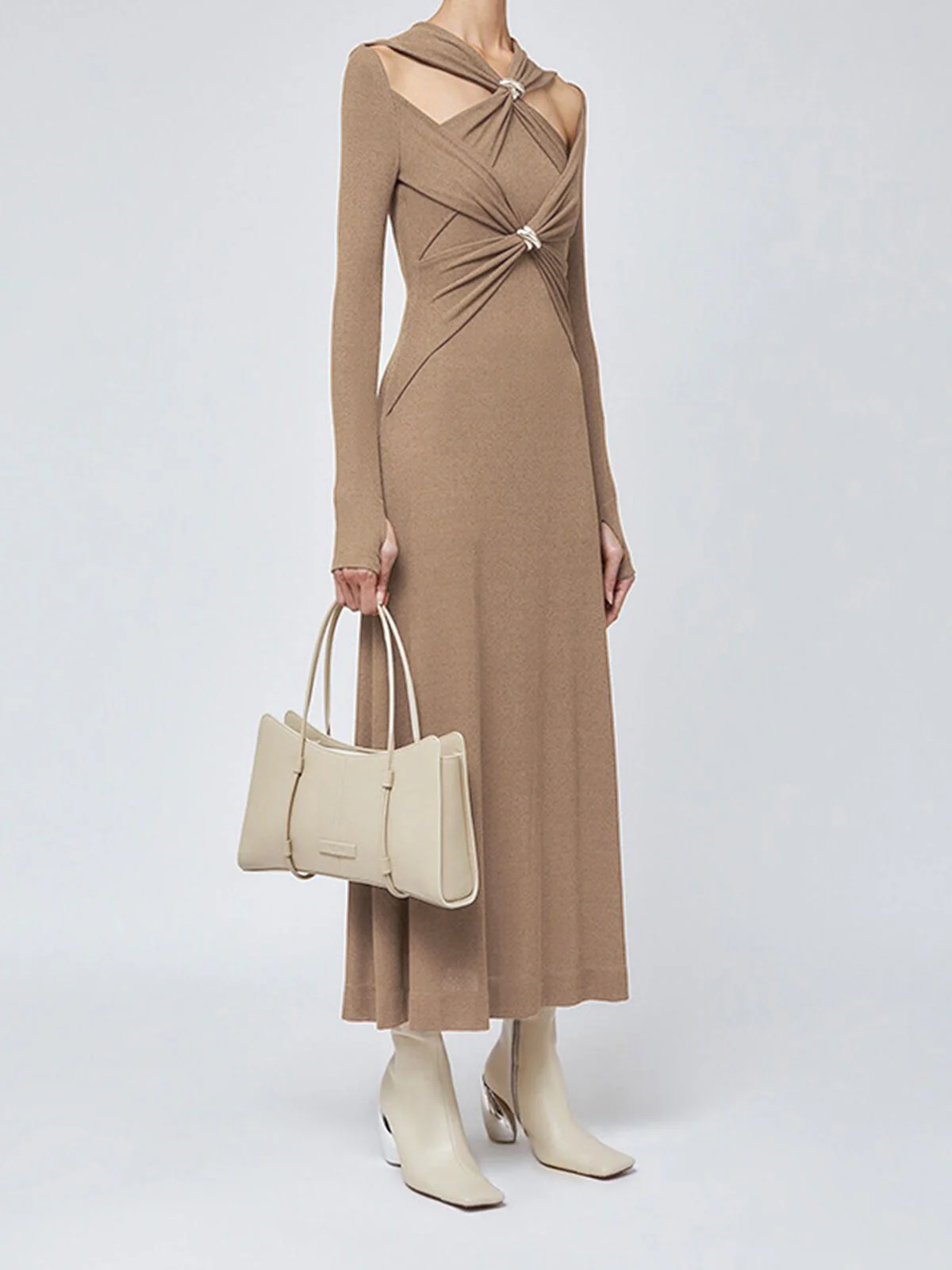 Criss Cross Cut Trendy Out Long Dress - Image 17