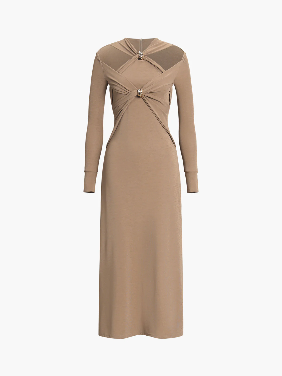 Criss Cross Cut Trendy Out Long Dress - Image 19