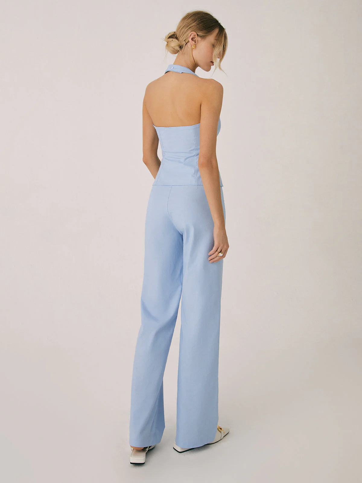 Cotton & Linen Vest Modern With Straight Leg Pants Set - Image 13