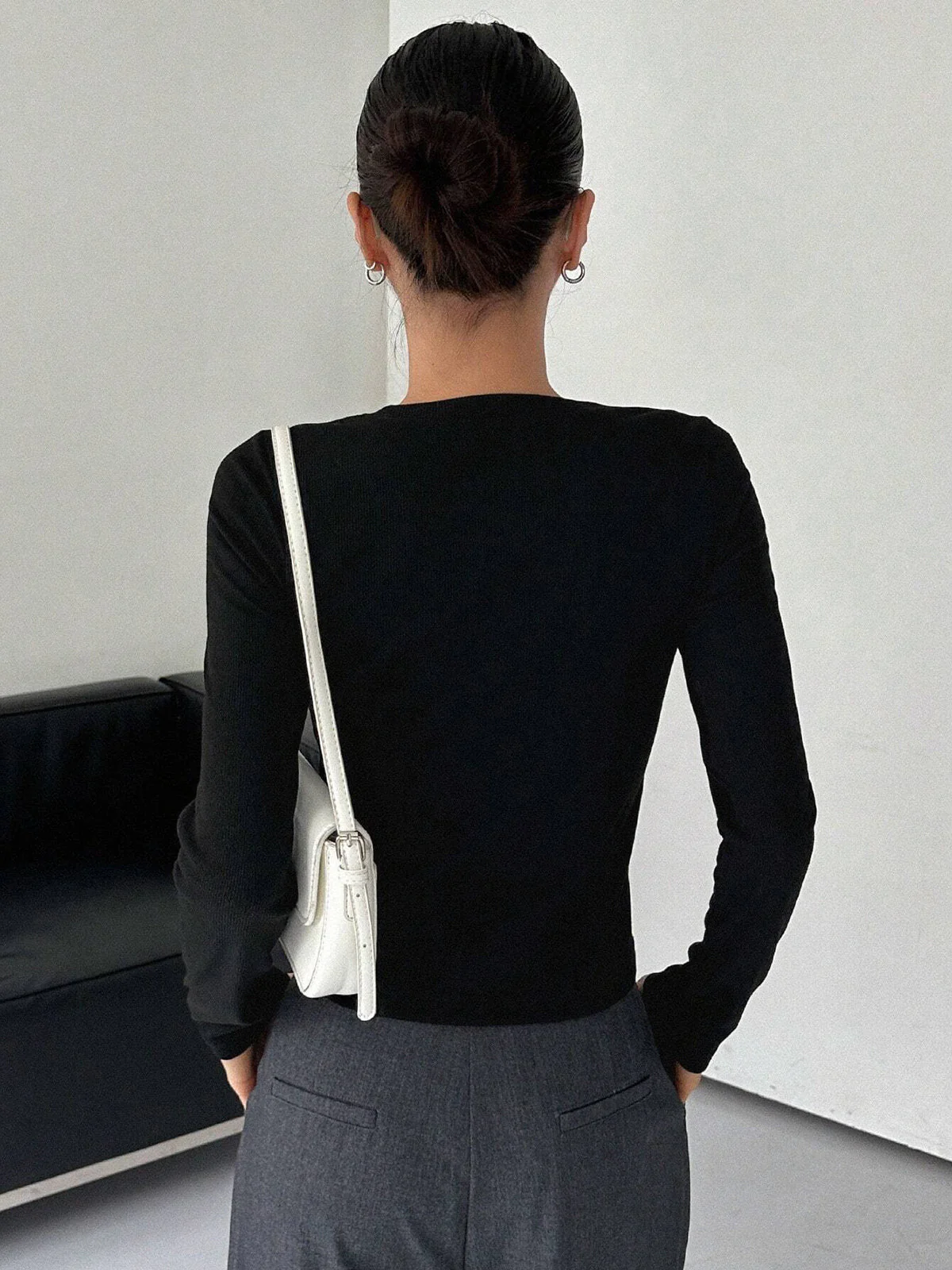 Contrast Trim Crew Trendy Neck Long Sleeve Shirt - Image 5