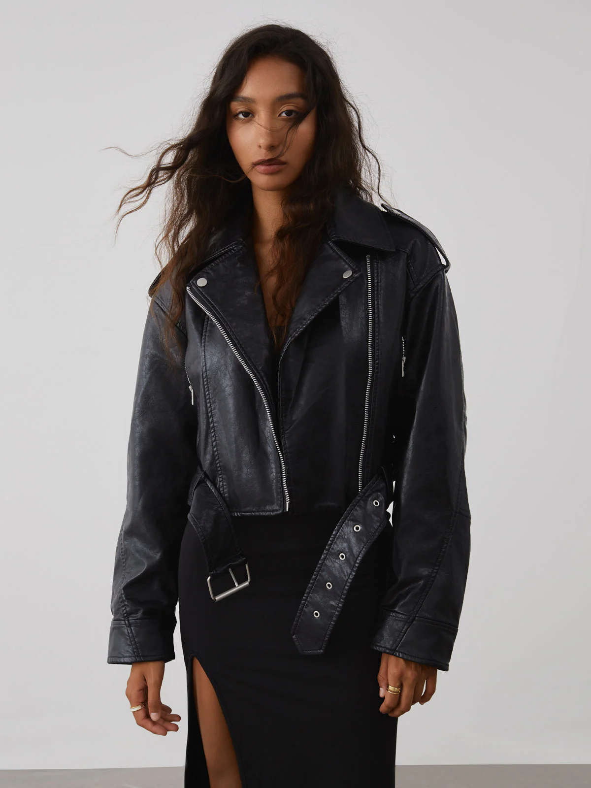 City Walk Graceful Faux Leather Jacket - Image 6