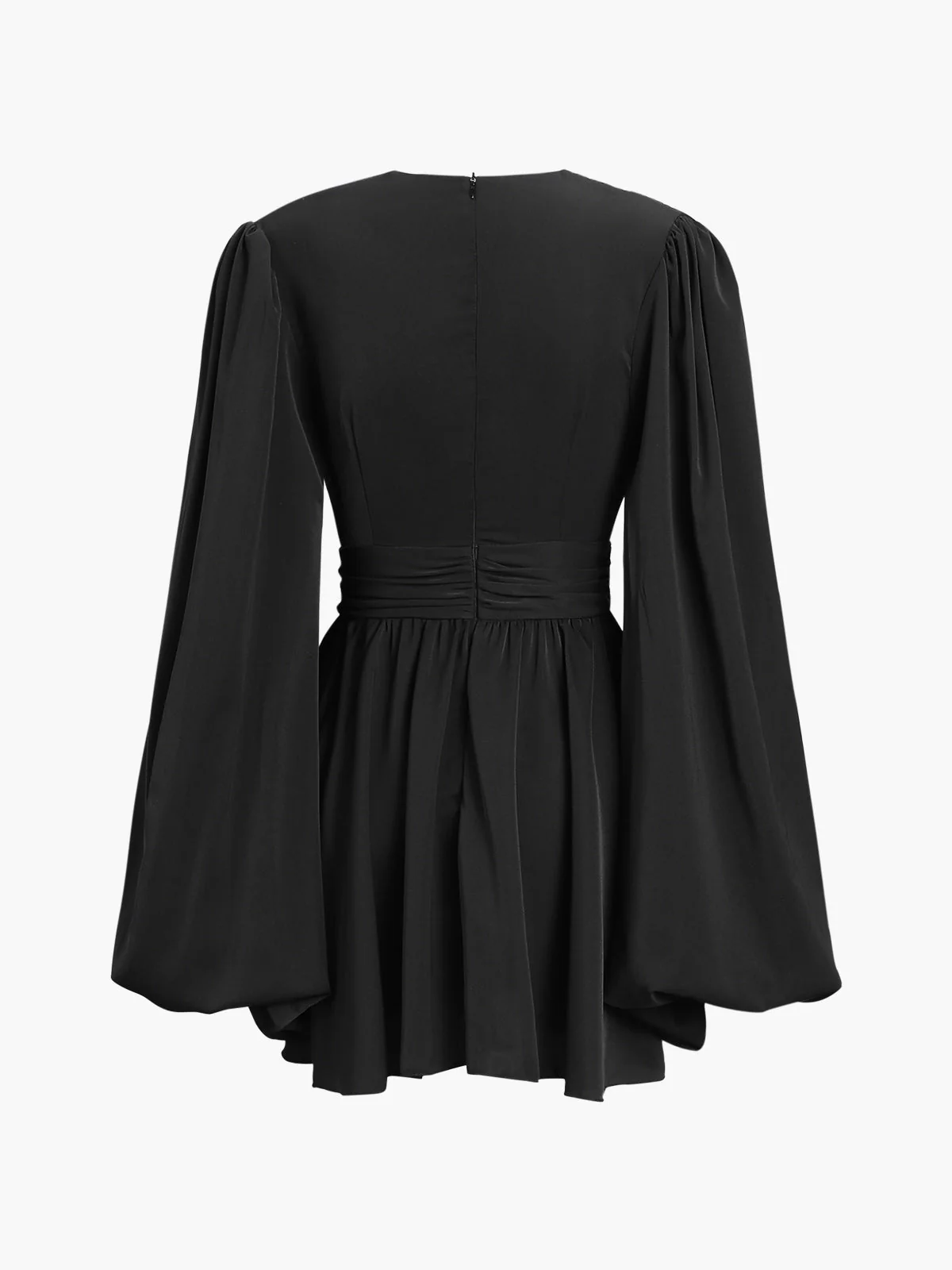 Chiffon Low Cut V-neck Modern Pleated Zip Mini Dress - Image 13
