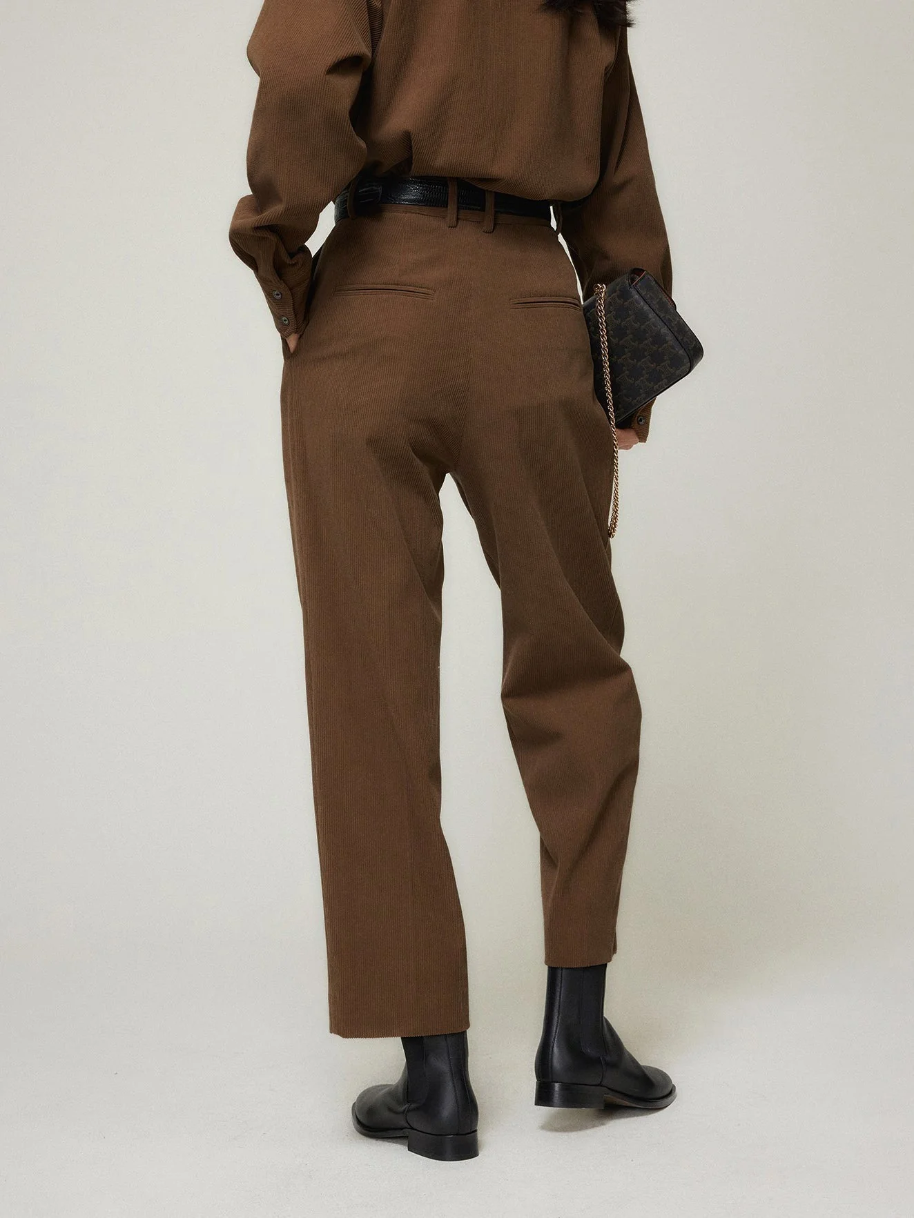 Caramel Smart Cropped Trendy Straight Leg Pants - Image 10
