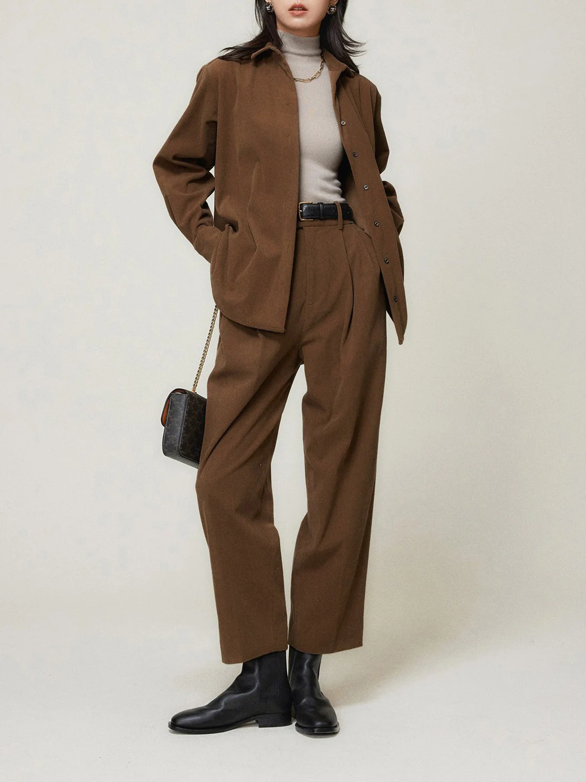 Caramel Smart Cropped Trendy Straight Leg Pants - Image 5