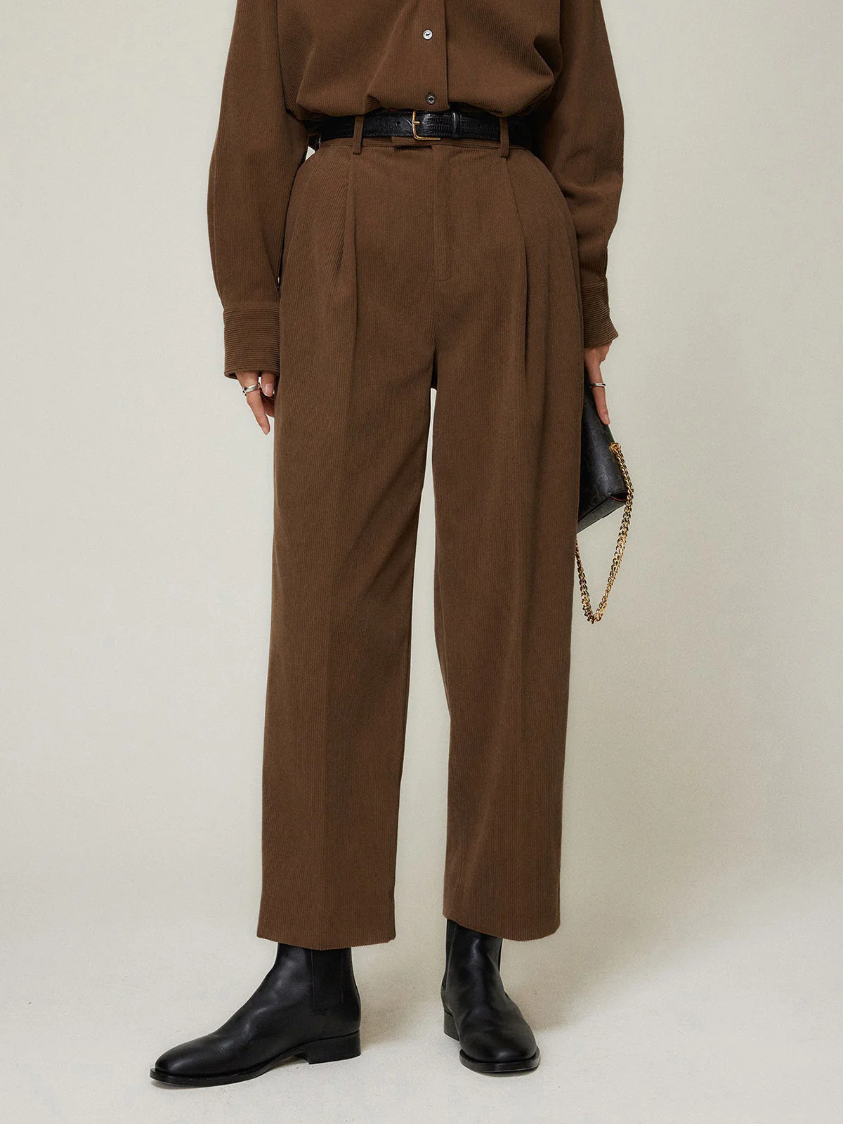 Caramel Smart Cropped Trendy Straight Leg Pants - Image 6