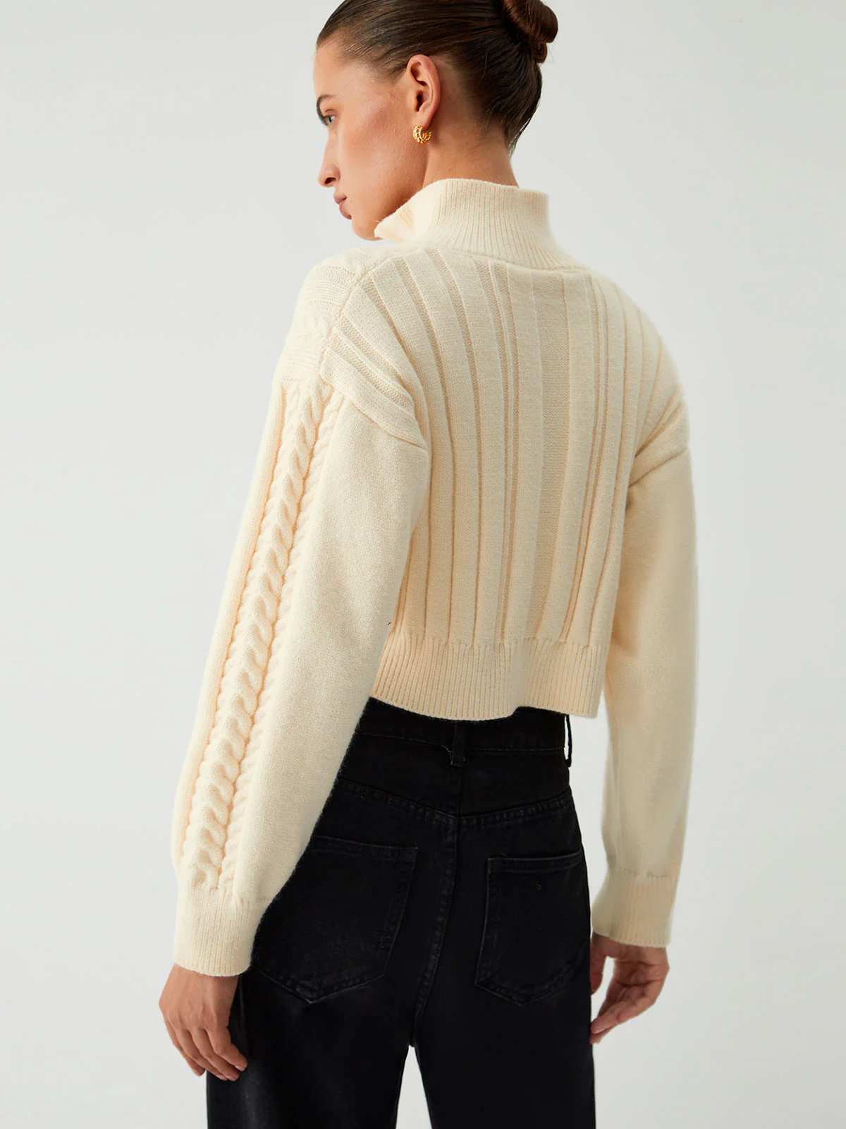 Cable Knit Two Trendy Way Zip Crop Cardigan - Image 9