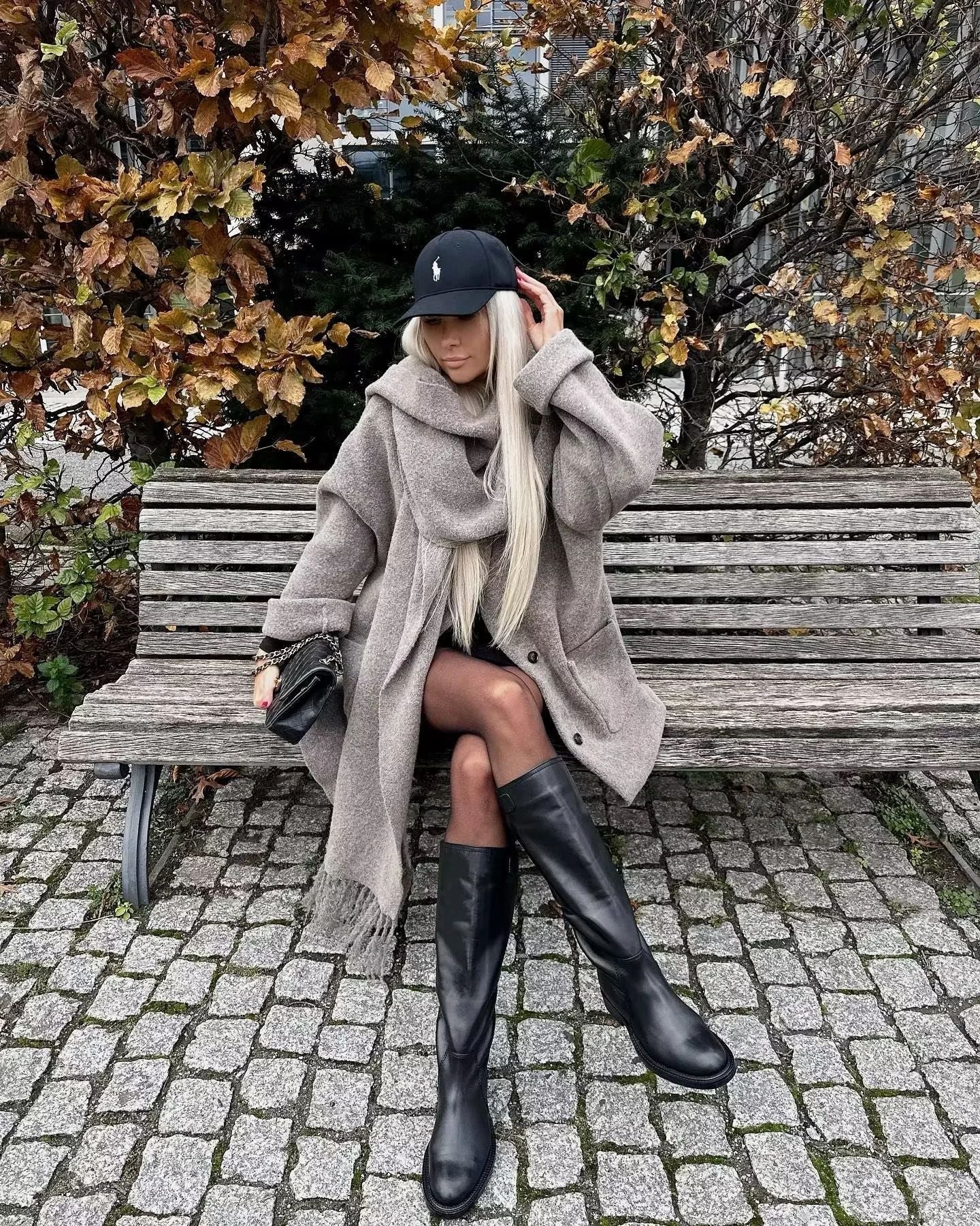 Button Down Pocket Coat Modern with Matching Tassel Scarf - Image 29