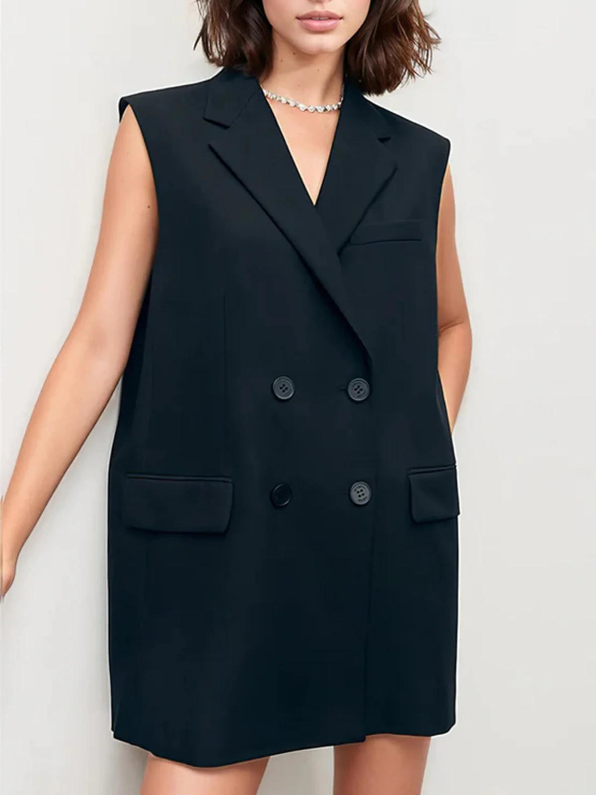 Bowknot Double-Breasted Graceful Sleeveless Vest - Image 2
