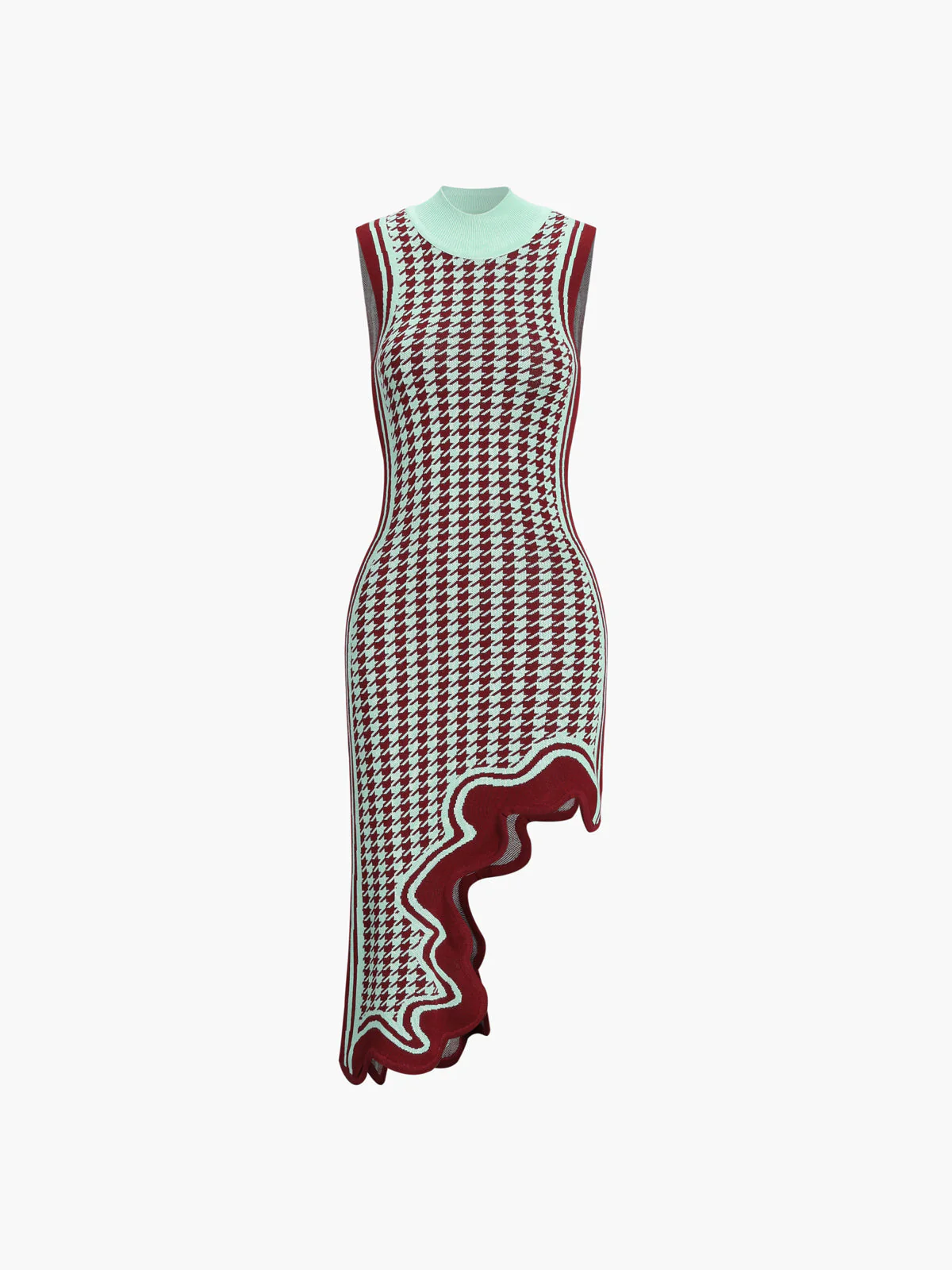 Asymmetrical Wavy Hemline Trendy Sweater Midi Dress - Image 14