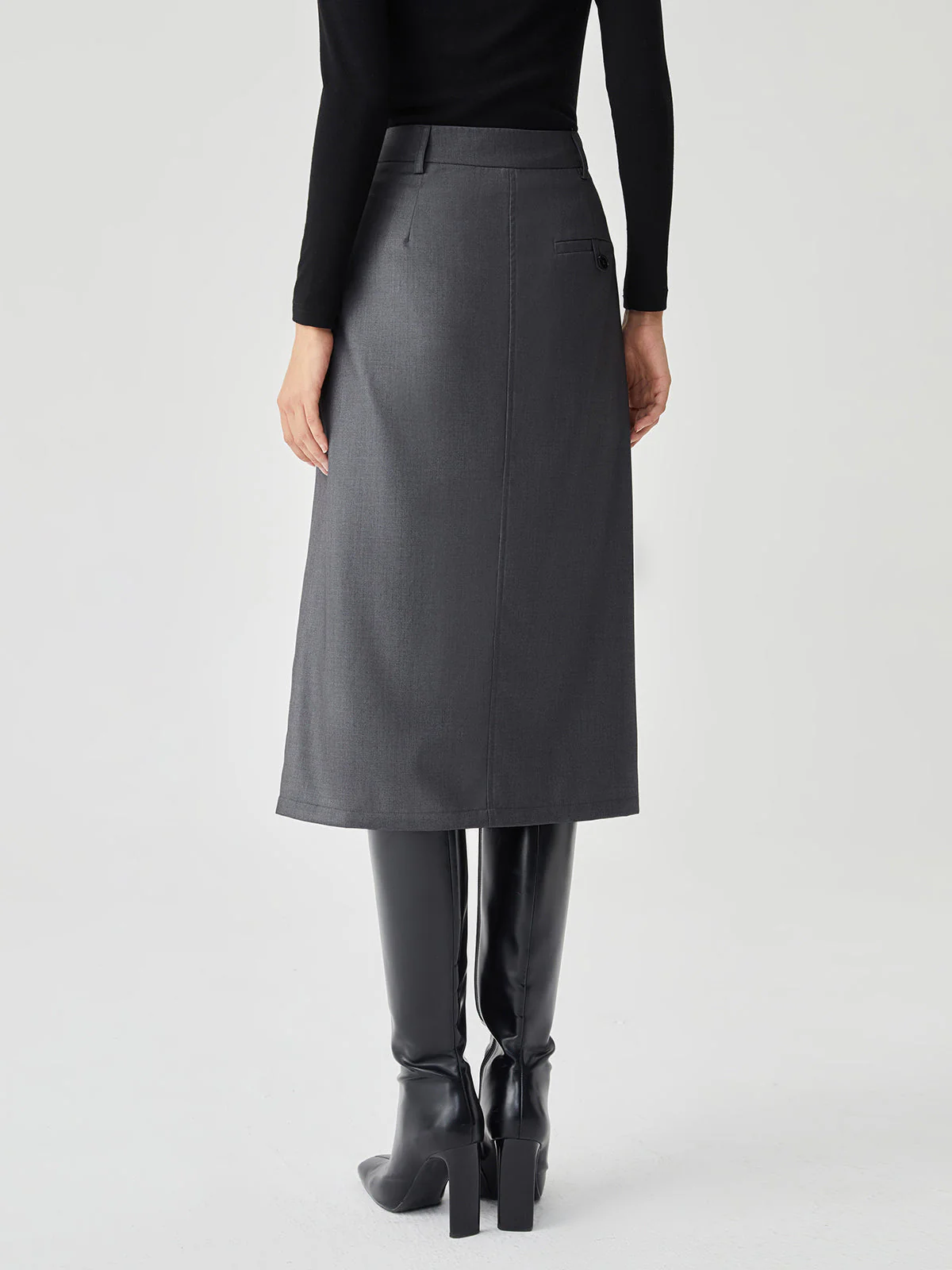 Asymmetrical Pleated Graceful Midi Skirt - Image 5