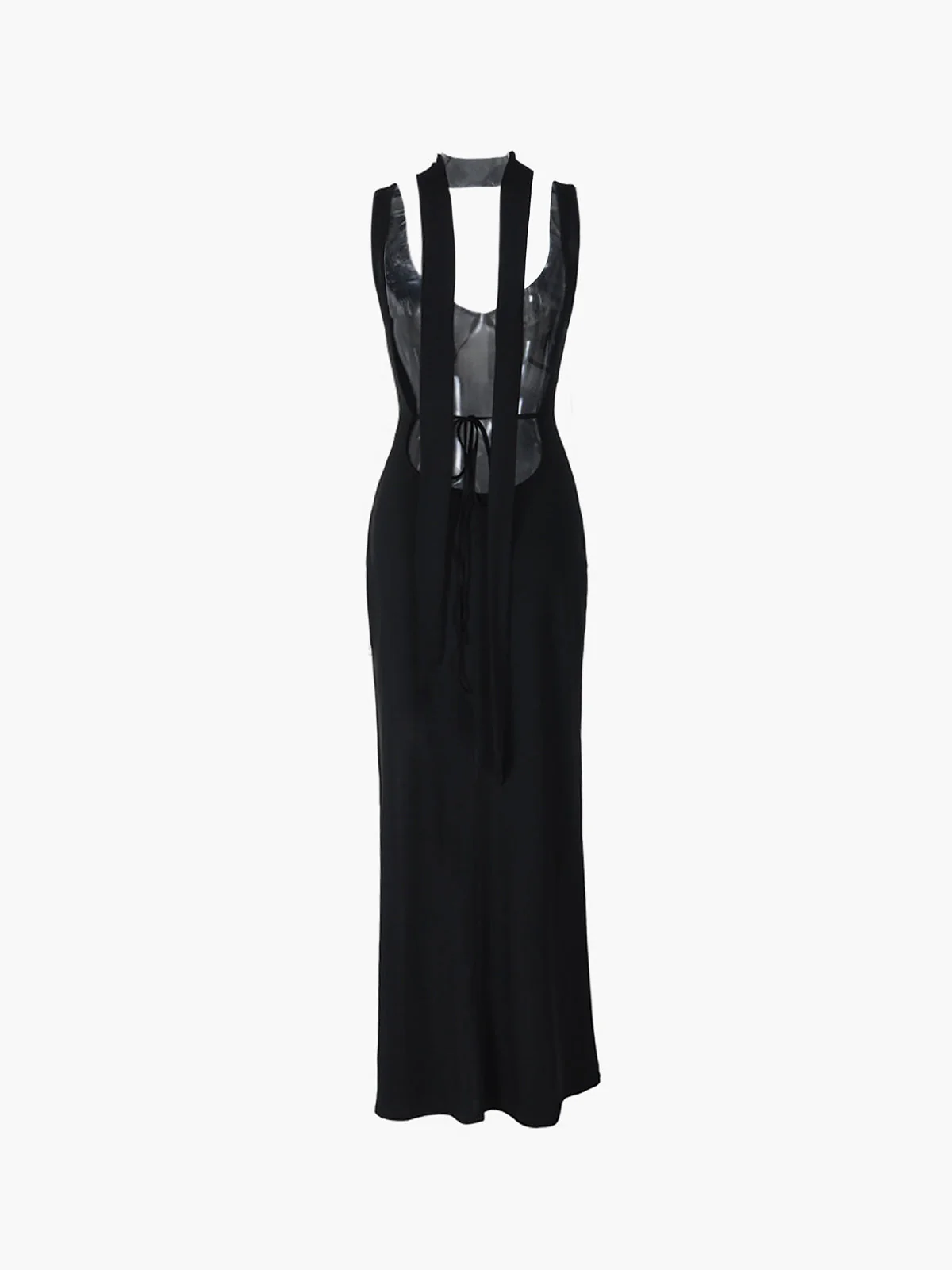 Asymmetrical Hem Backless Trendy Split Maxi Dress - Image 4