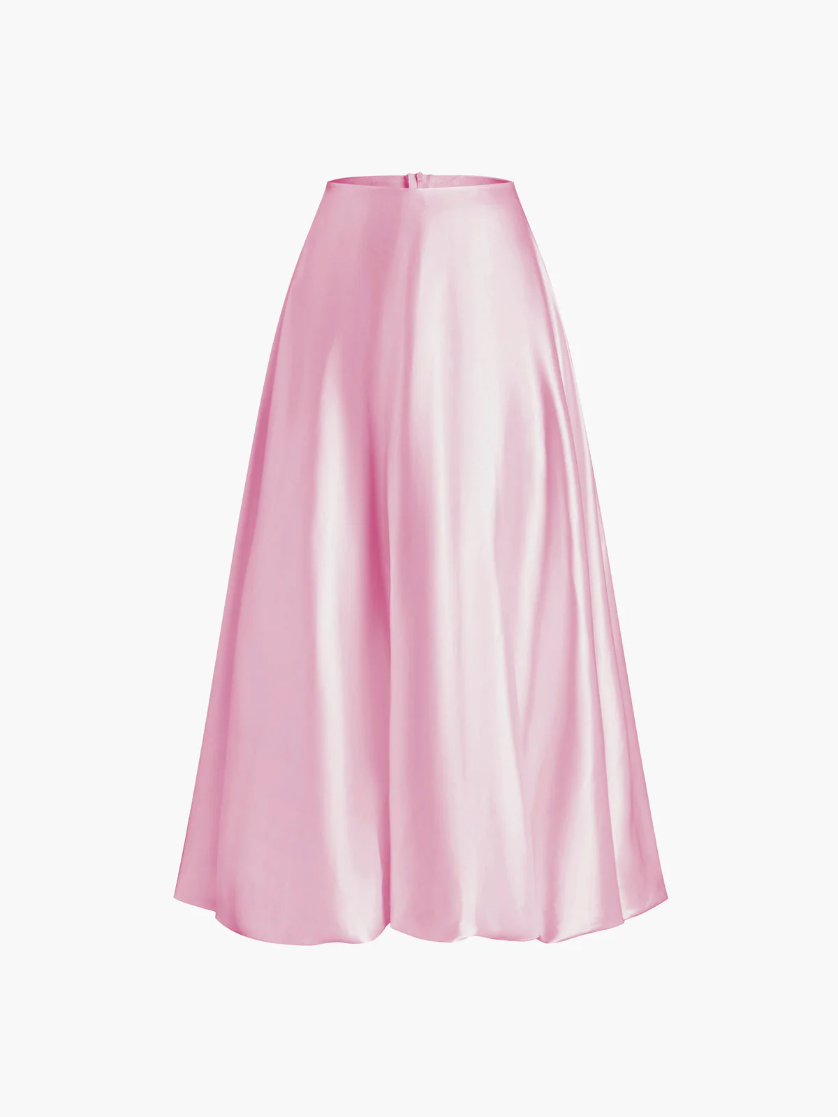 Zippered Satin Graceful A-Line Midi Skirt - Image 12