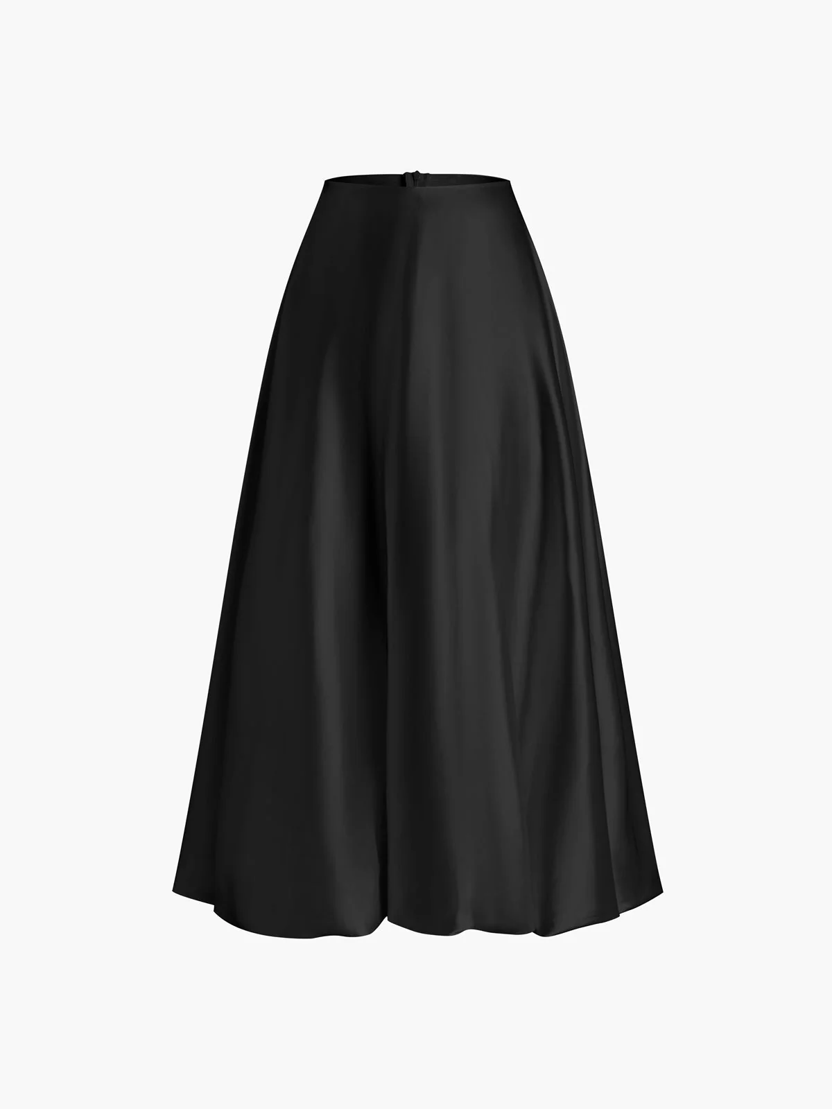Zippered Satin Graceful A-Line Midi Skirt - Image 6