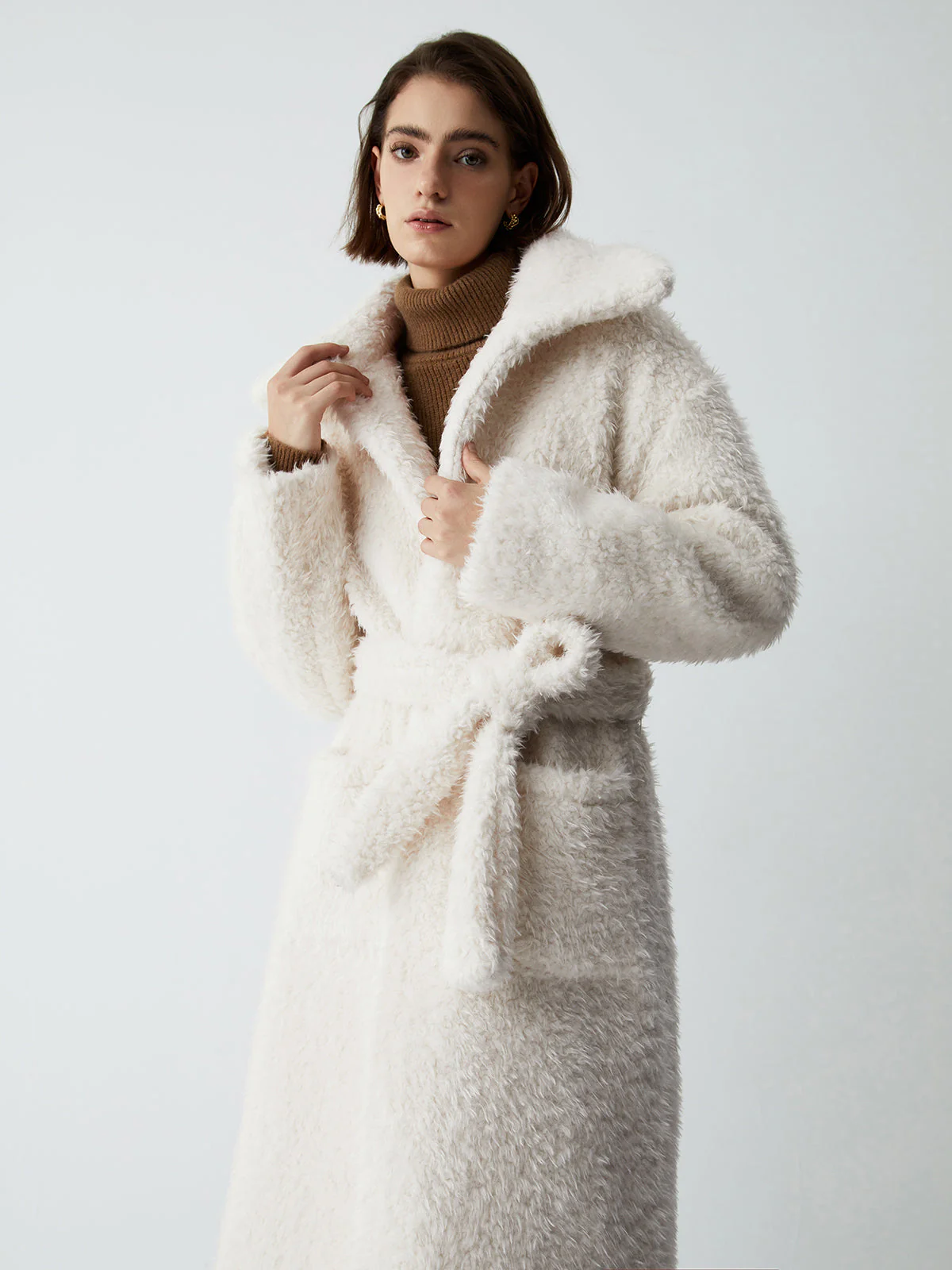 Warm Embrace Graceful Furry Trench Coat - Image 14